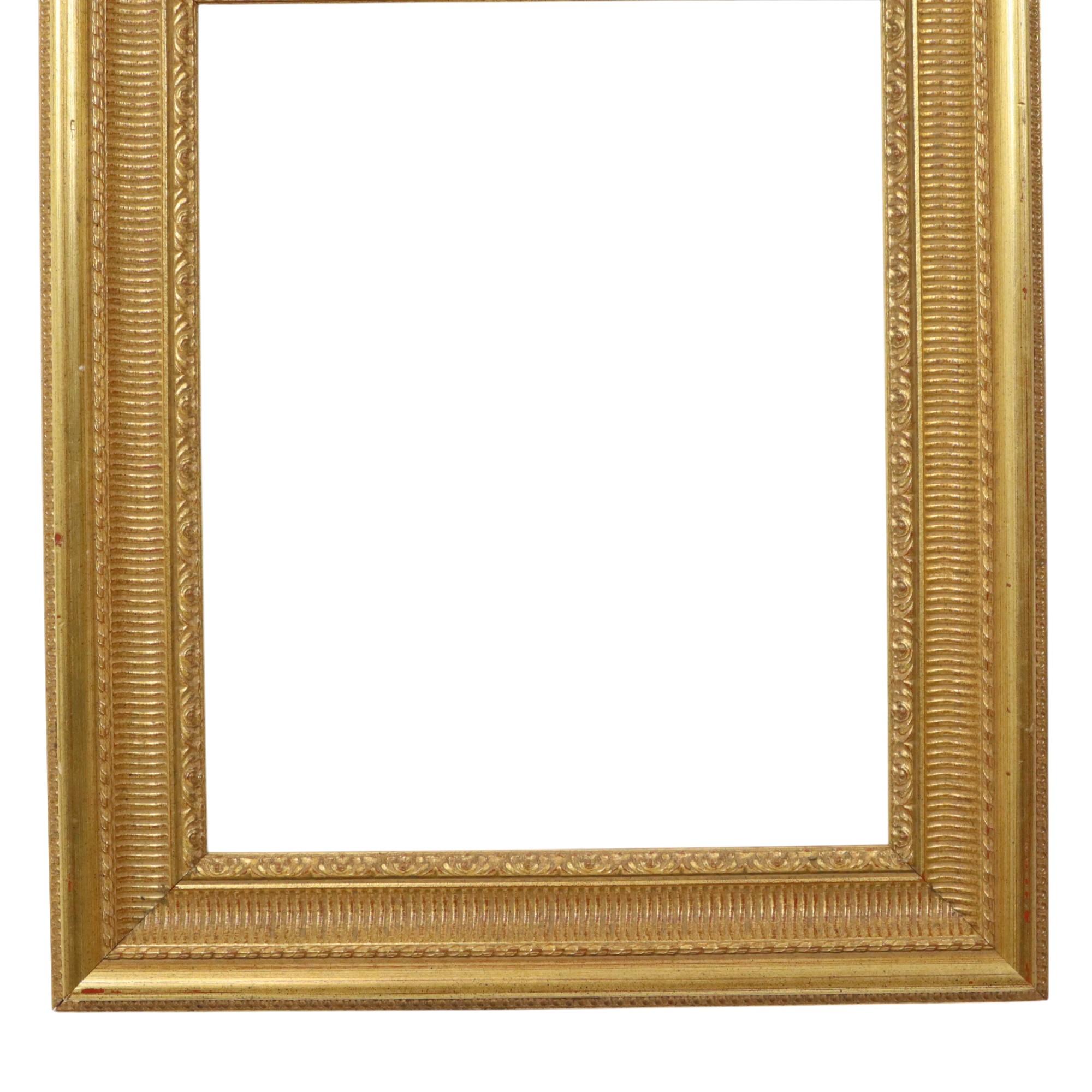 European Classic Gold-Colored Wooden Baroque Rococo Style Frame 63x53cm For Sale
