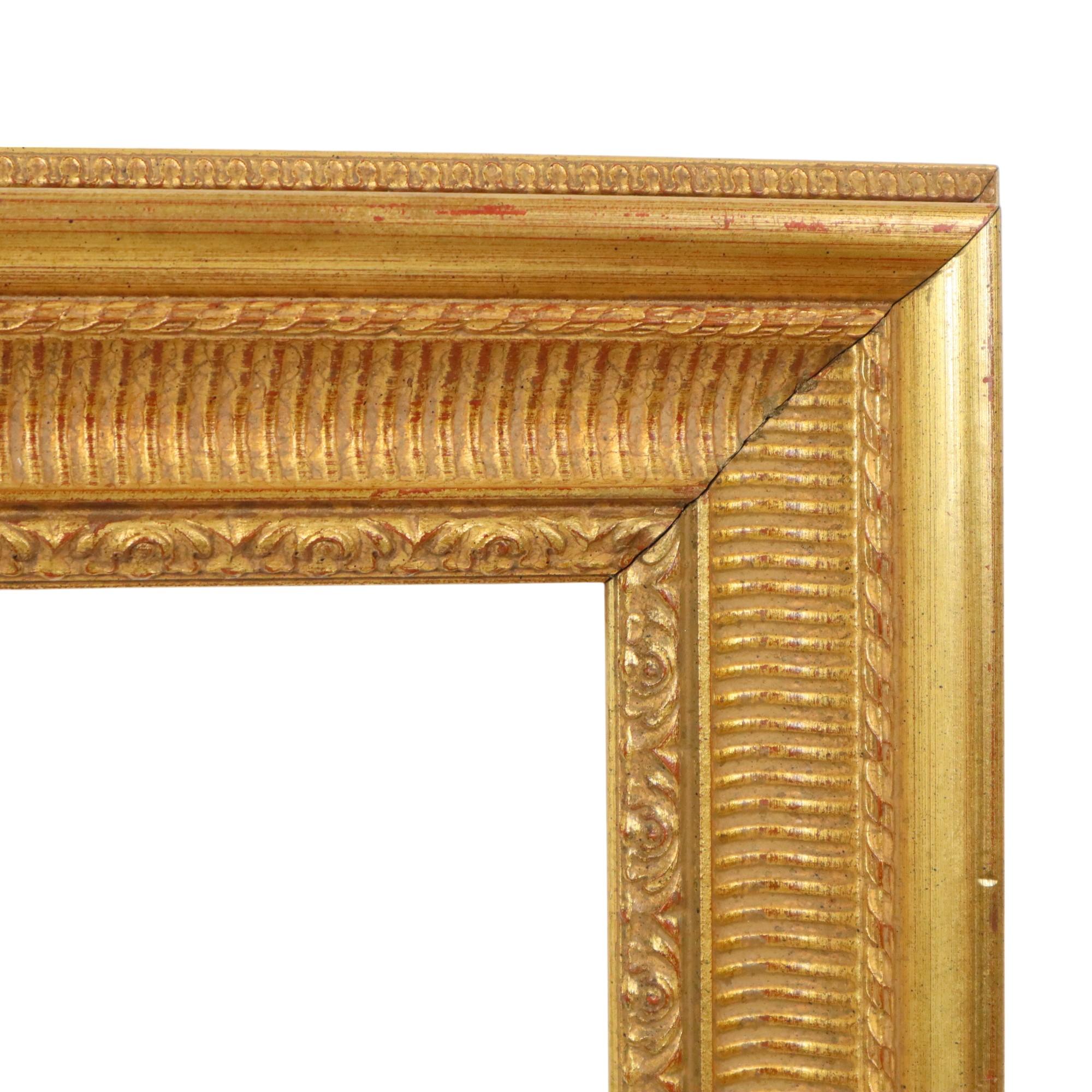 Gilt Classic Gold-Colored Wooden Baroque Rococo Style Frame 63x53cm For Sale