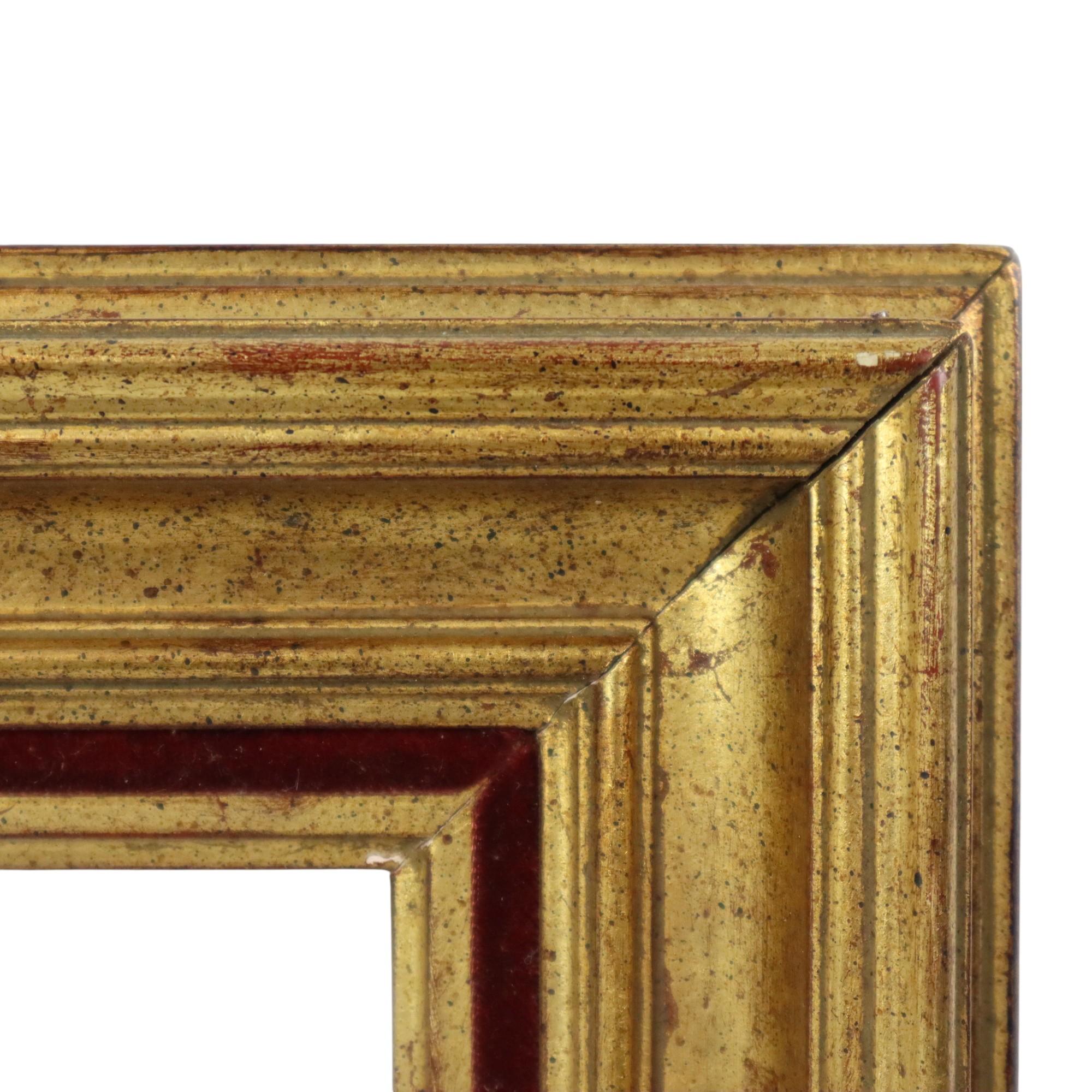 20th Century Classic Gold-Colored Wooden Frame Painting 48x40cm For Sale