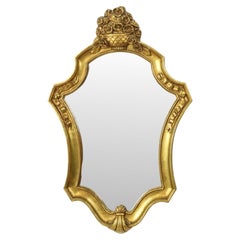 Espejo Clásico Dorado Crestado Estilo Barroco Años Sesenta 61cm