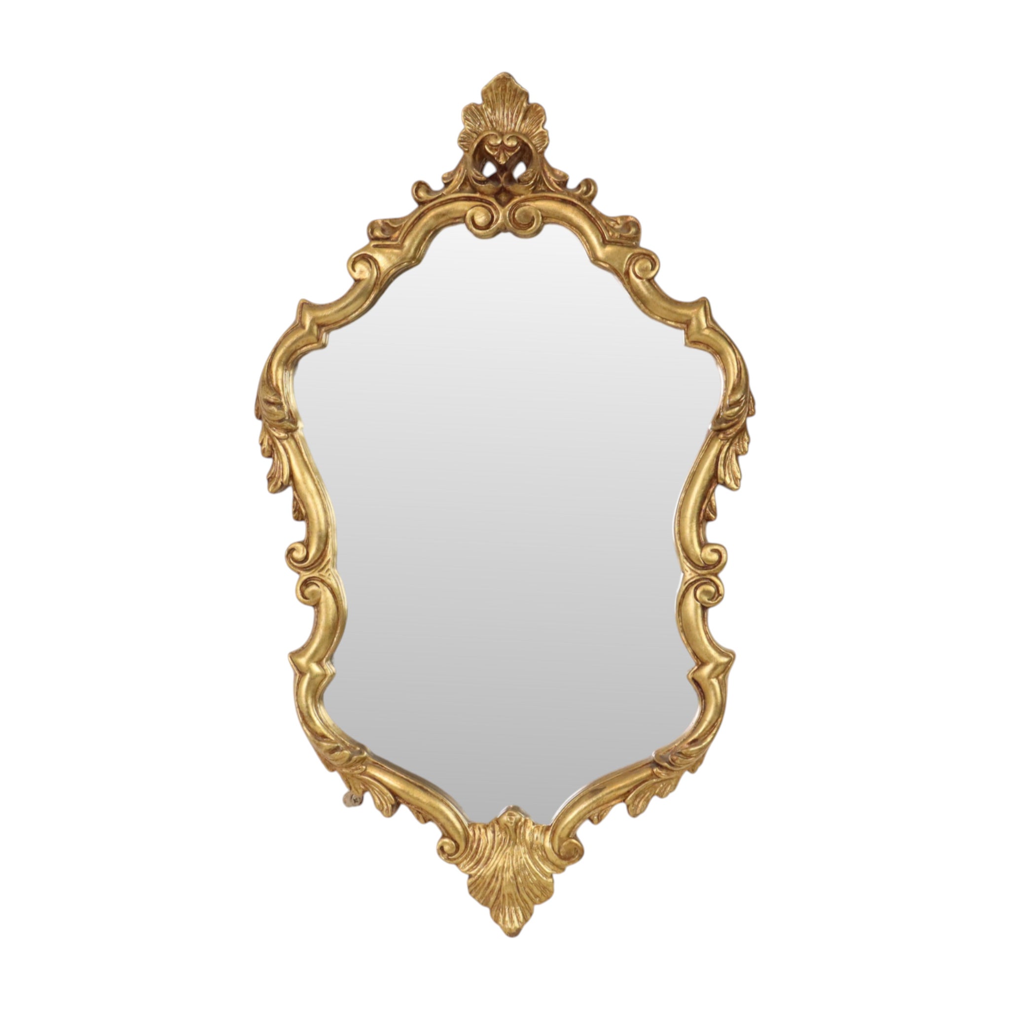 Classic Gold Crested Mirror, French Baroque Style, 74 cm For Sale