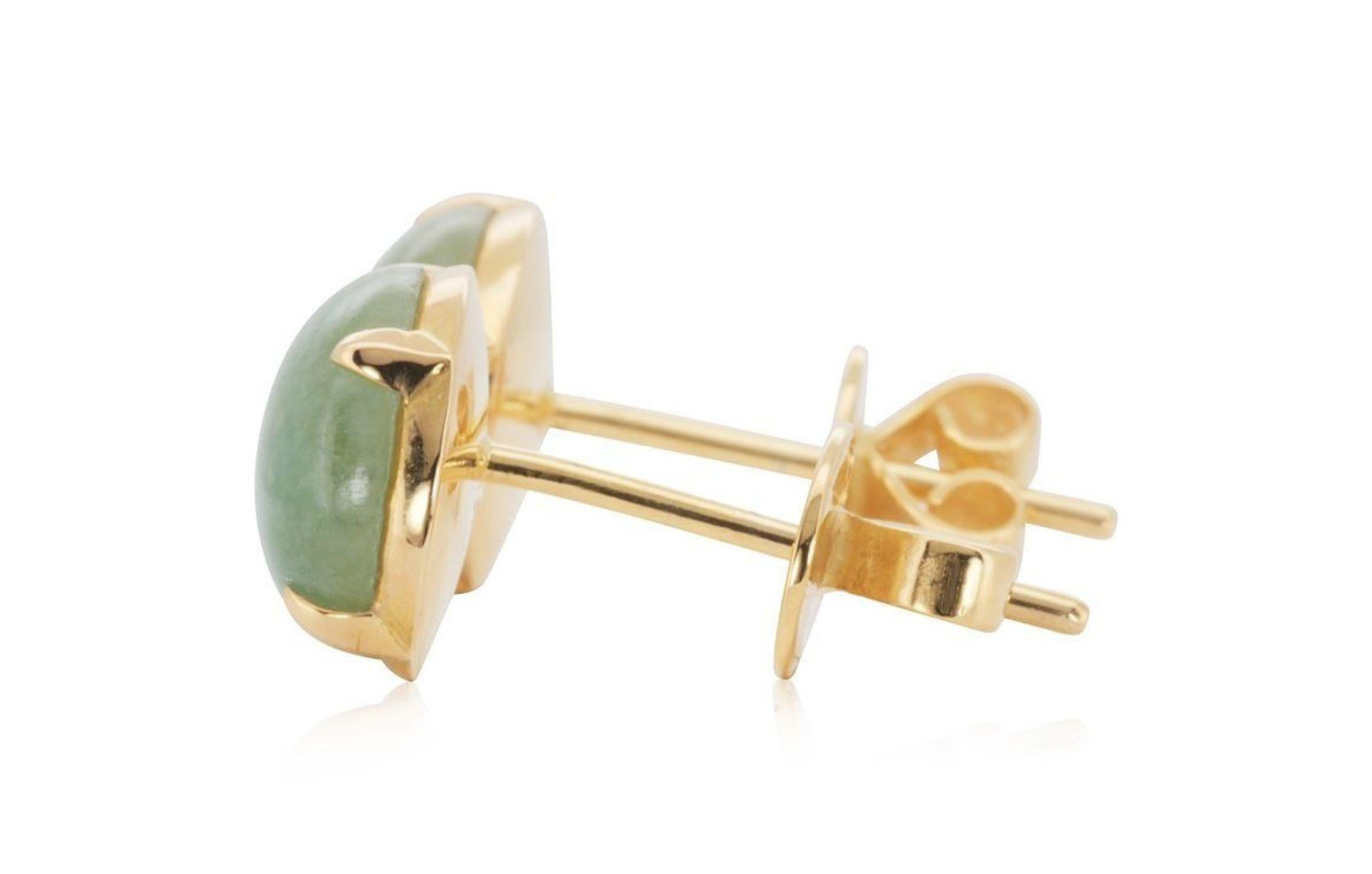 Classic Gold Earrings with Jade Center Stone 1