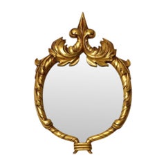 Espejo barroco clásico con motivos de acanto, dorado con pan de oro, 45 cm
