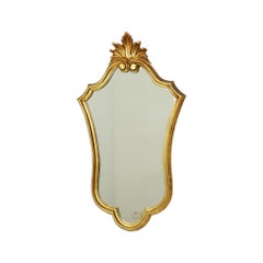 Classic Gold Leaf Gilded Crested Mirror Baroque Style Sixties 74cm