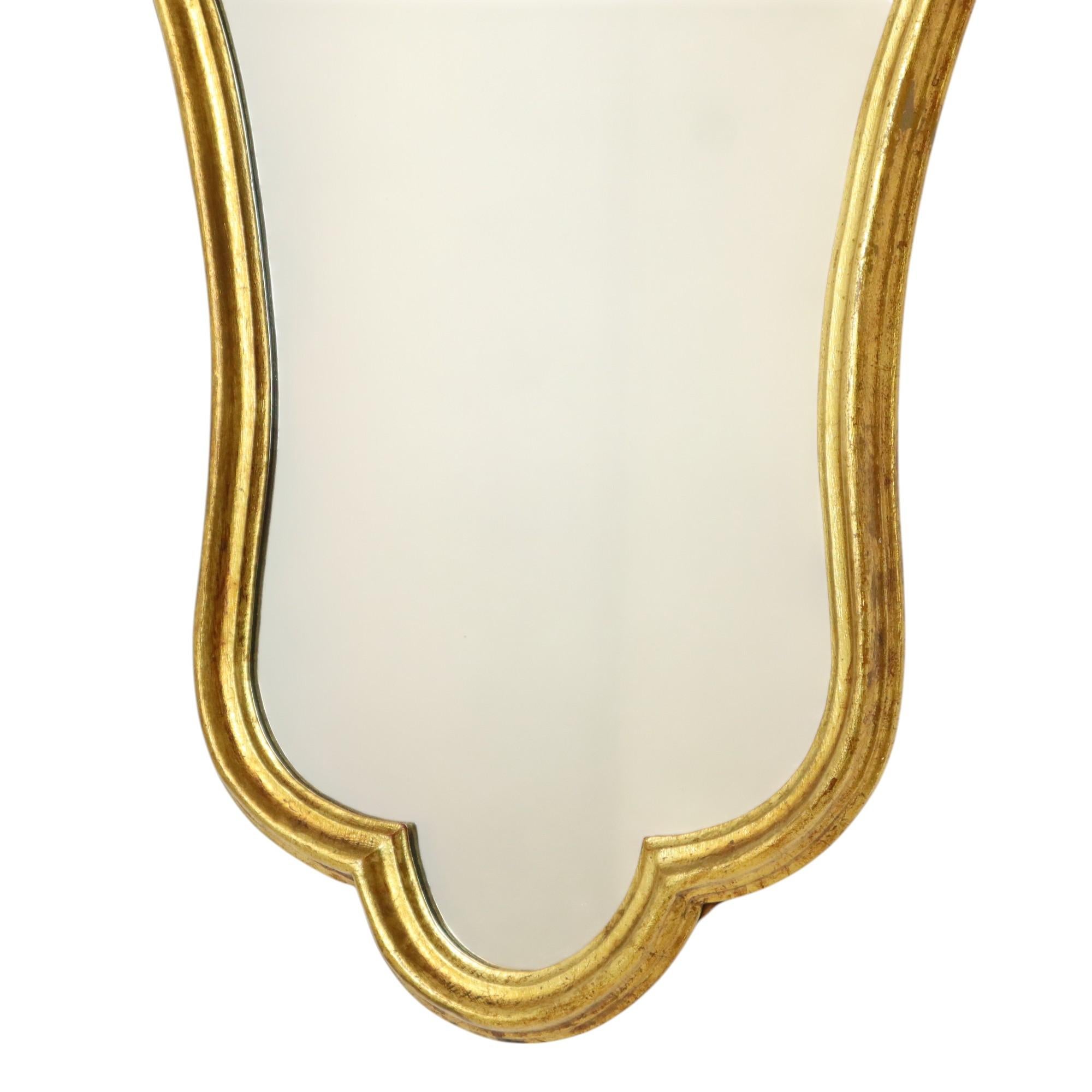 Gilt Classic Gold Leaf Gilded Crested Mirror Baroque Style Sixties 74cm