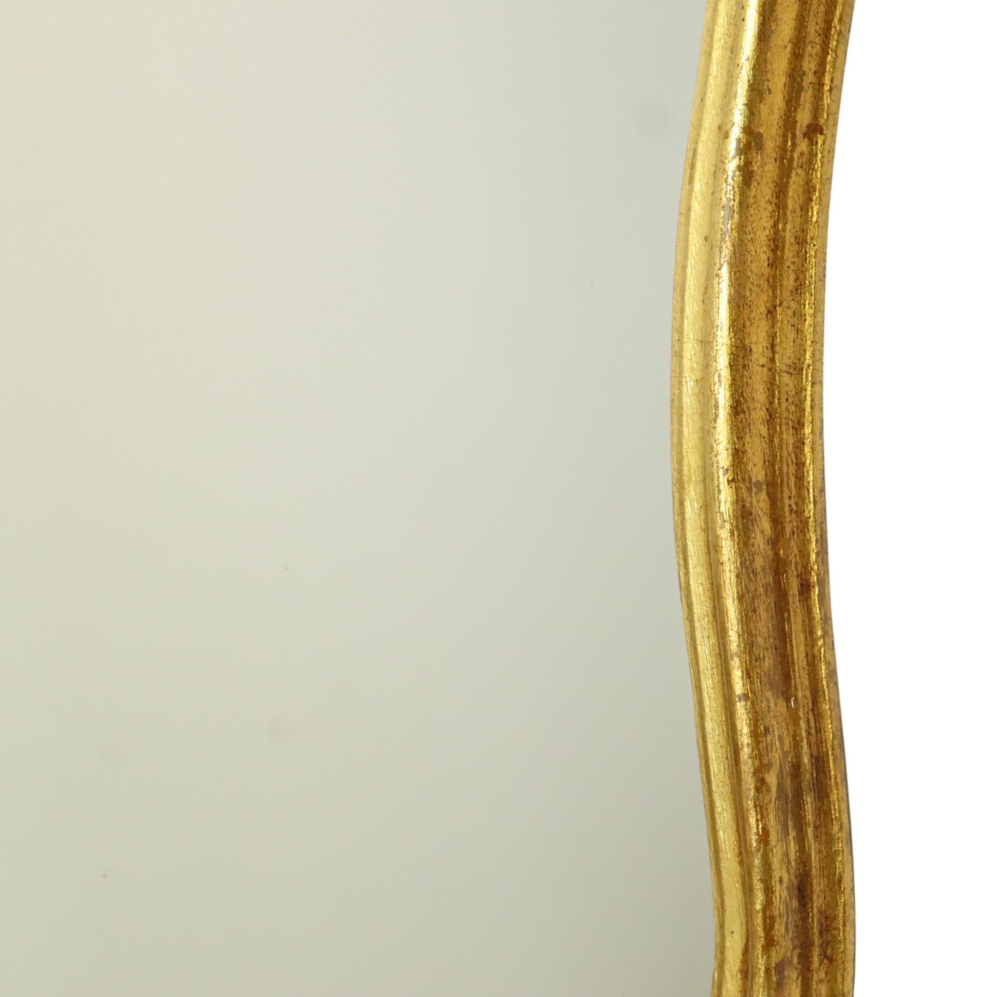 Classic Gold Leaf Gilded Crested Mirror Baroque Style Sixties 74cm 1