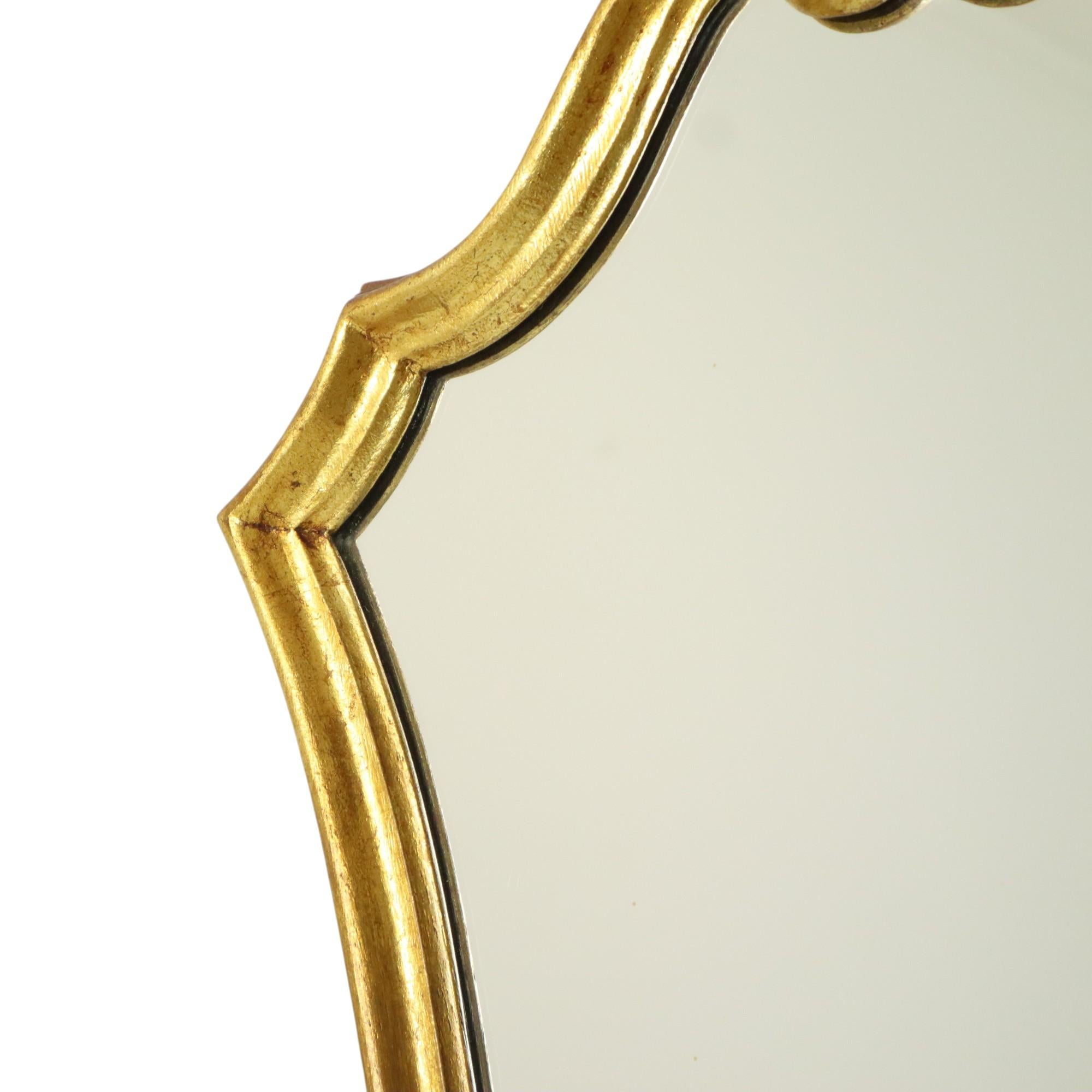 Classic Gold Leaf Gilded Crested Mirror Baroque Style Sixties 74cm 2