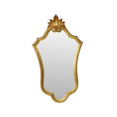 Classic Gold Leaf Gilded Crested Mirror Baroque Style Sixties 74cm