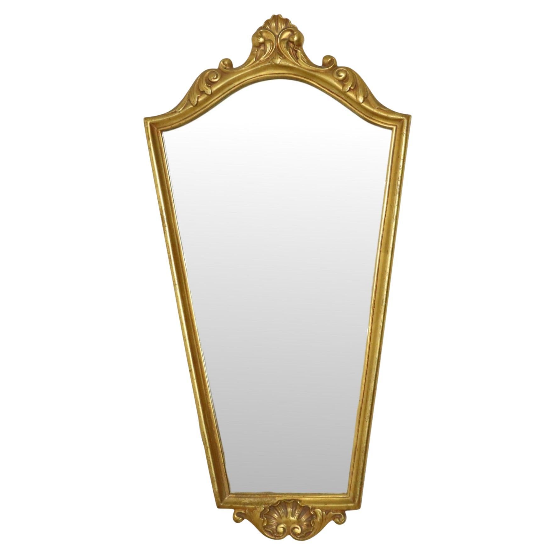Classic Gold Leaf Mirror Crested Mirror Baroque Style 75cm