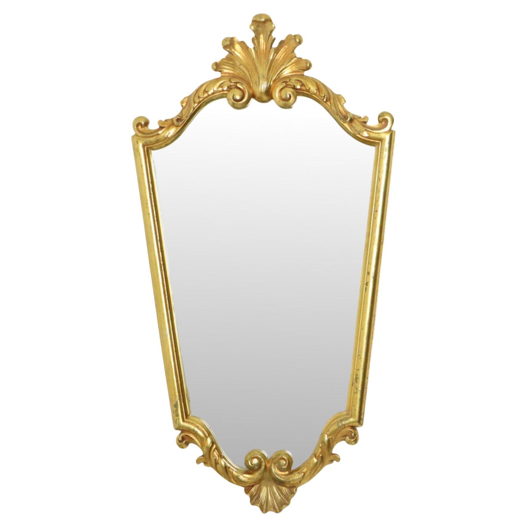 Classic Gold Leaf Mirror Crested Mirror Baroque Style 79cm