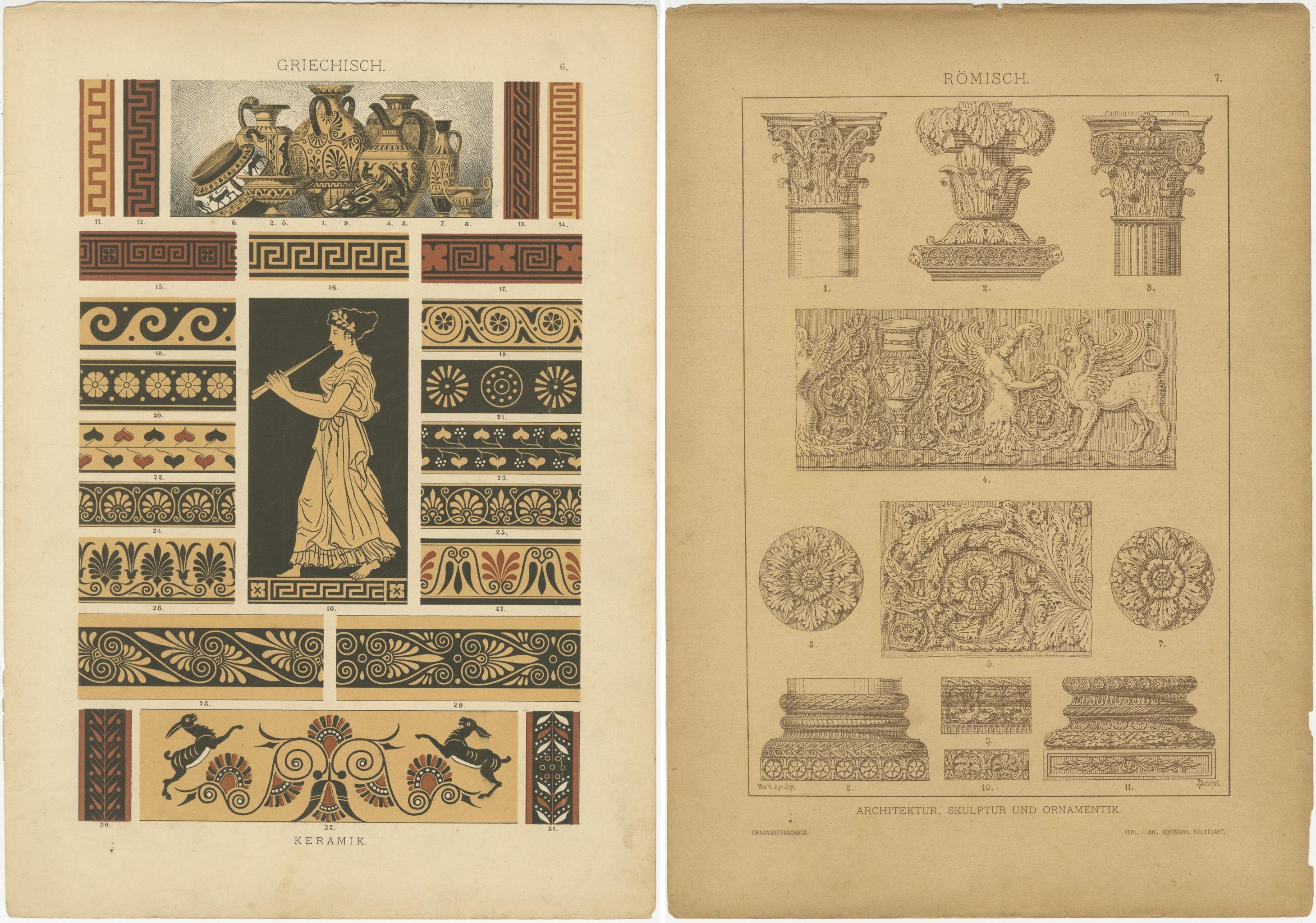 Diseños clásicos griegos y romanos del Tesoro de Ornamentos de Dolmetsch de 1887 Fines del siglo XIX en venta