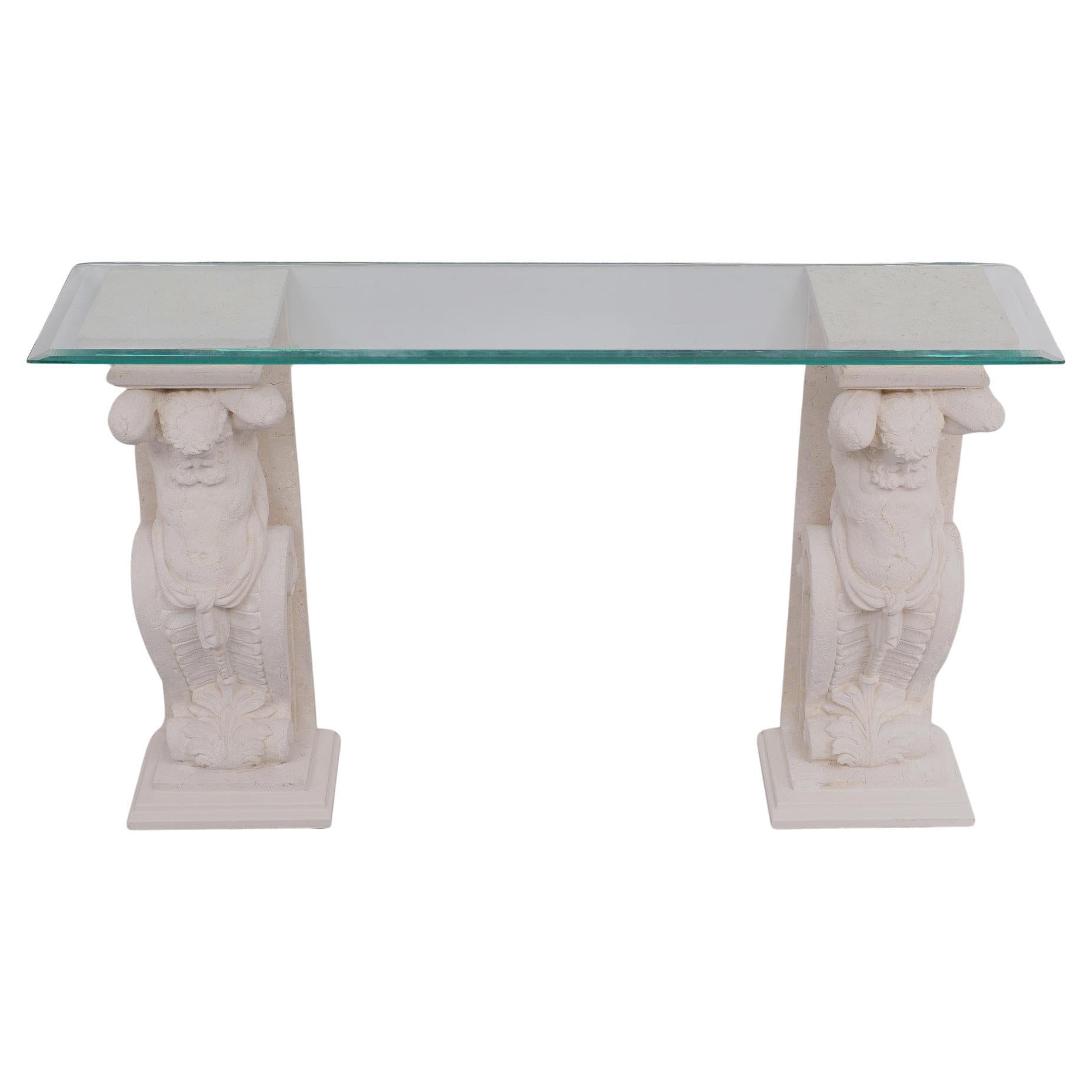 Classic Greek Cast Stone Console Tables, 1970s For Sale 5