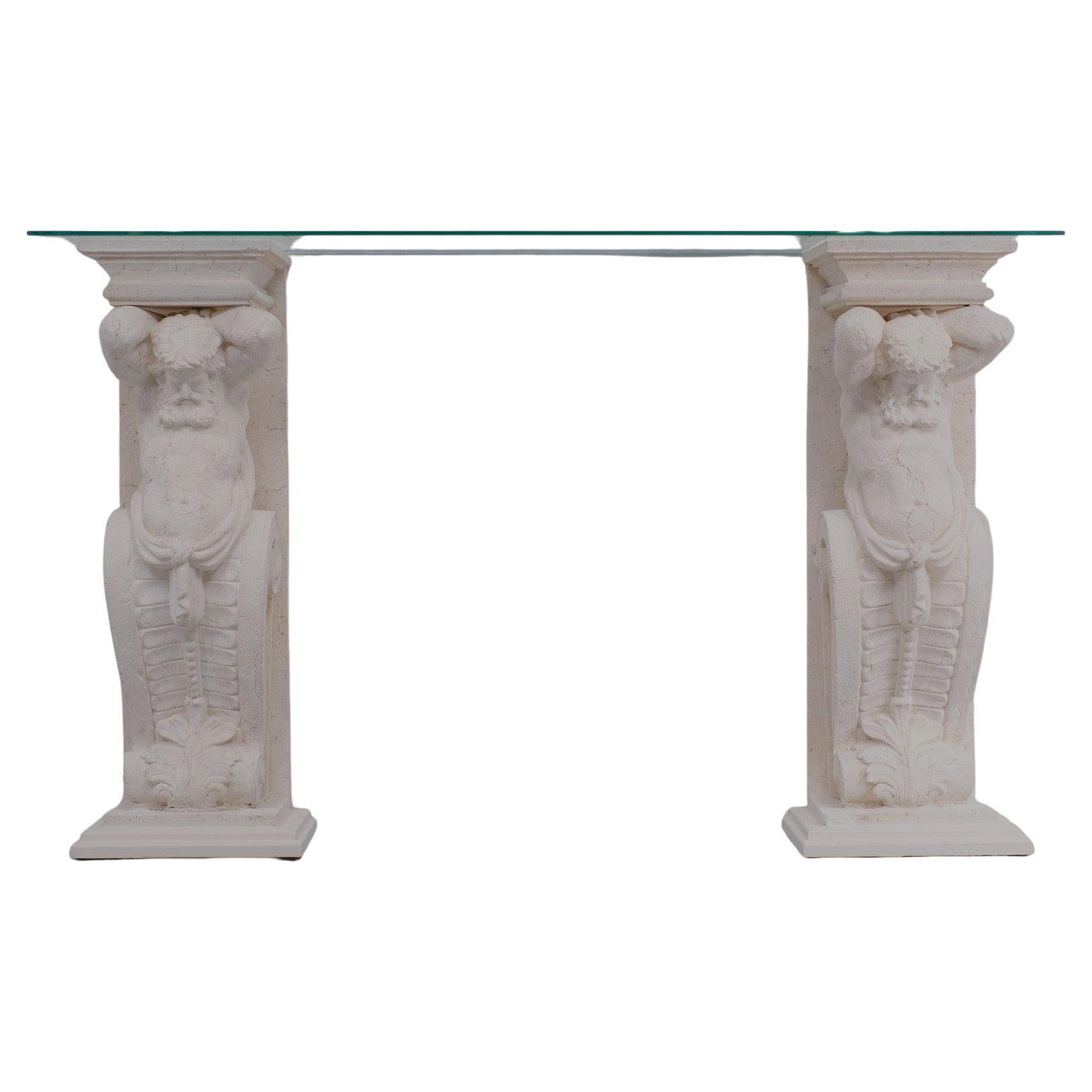 Classic Greek Cast Stone Console Tables, 1970s For Sale 6