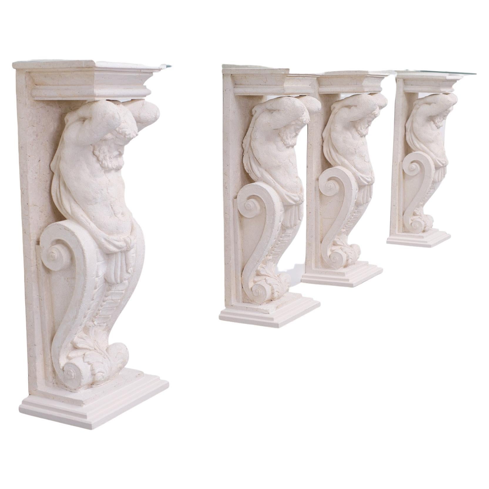 Classic Greek Cast Stone Console Tables, 1970s For Sale 7