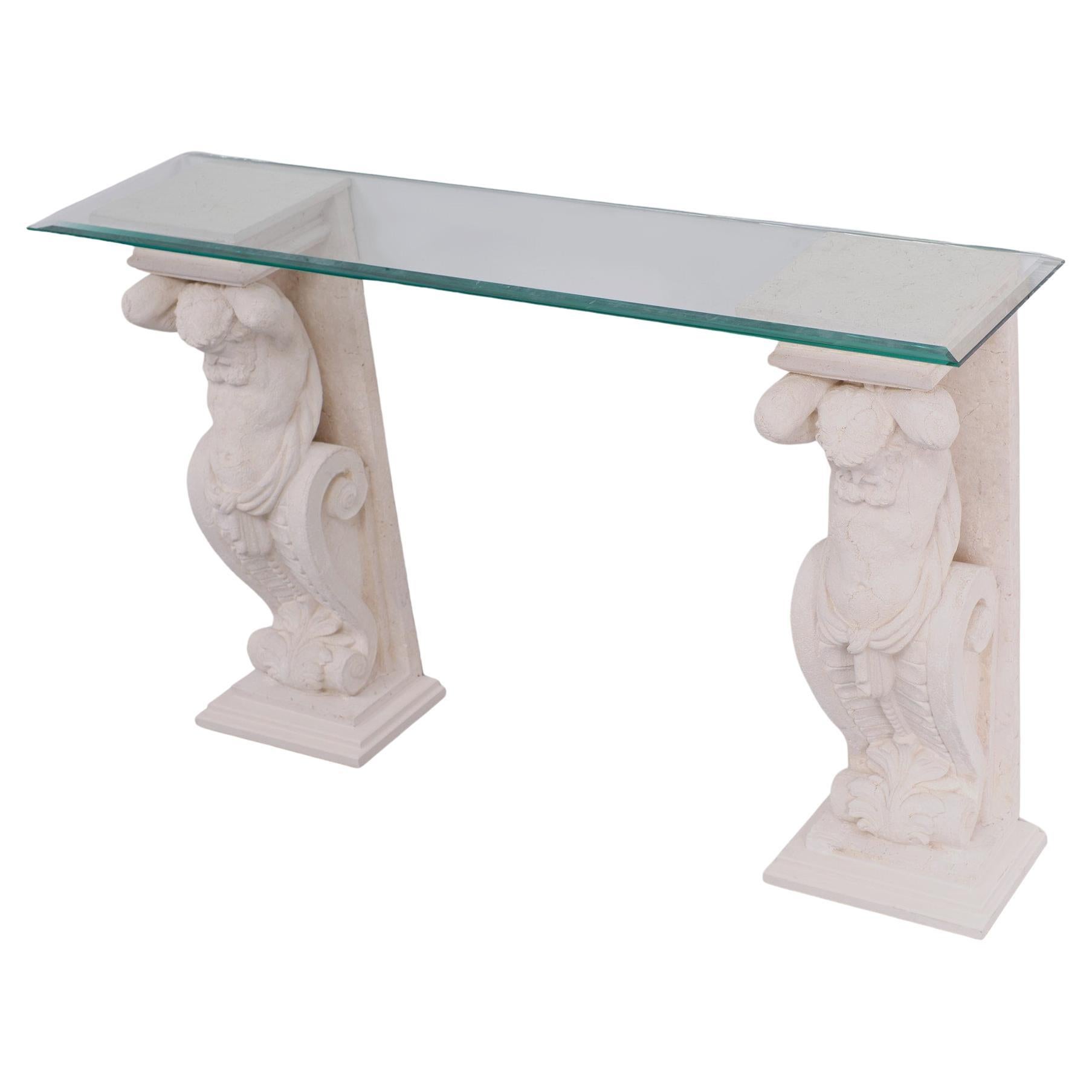 Classic Greek Cast Stone Console Tables, 1970s For Sale 4