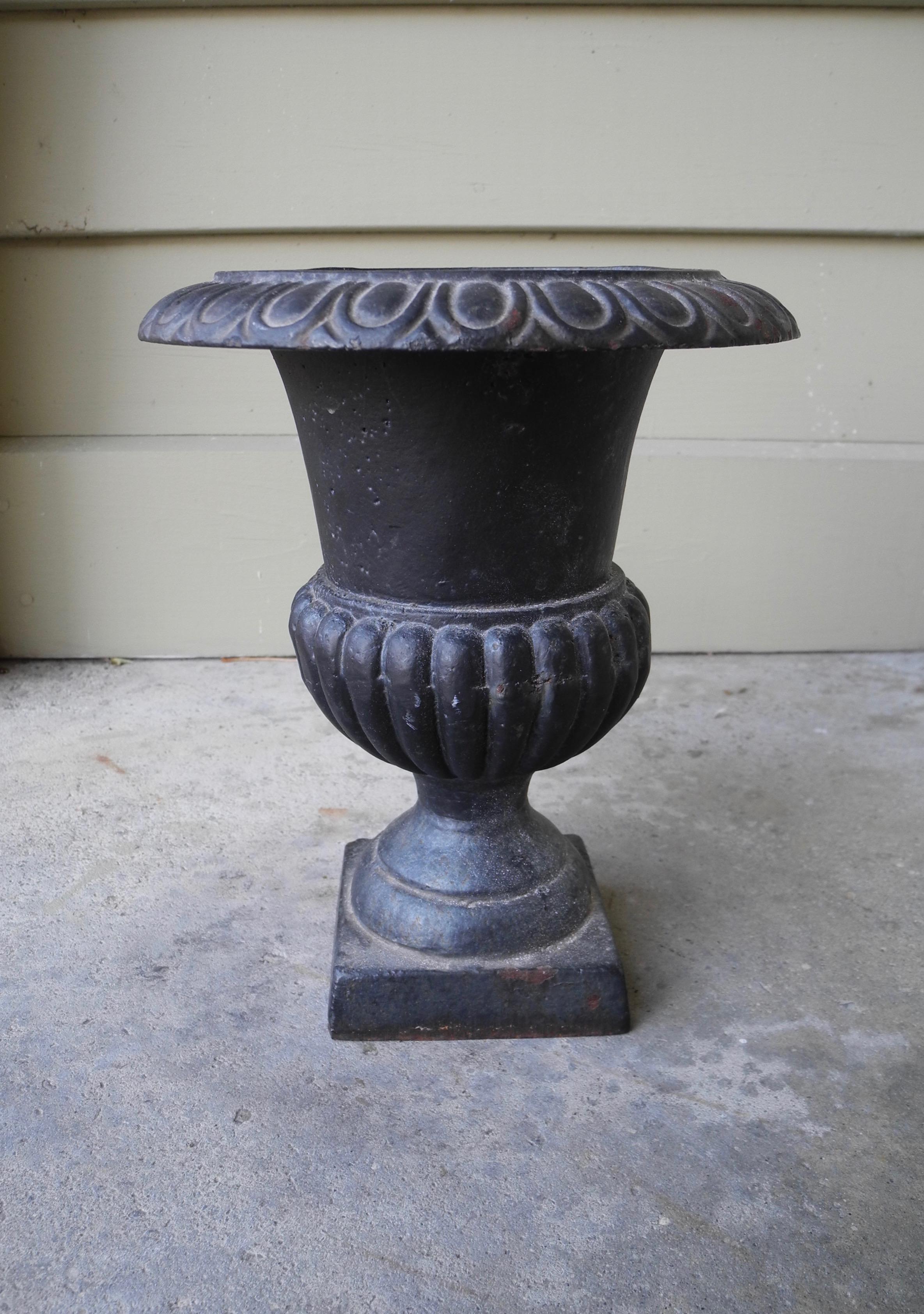 Classic Greek Style Small Jar Garden Iron Planter Center Piece or Ornament In Good Condition For Sale In Hudson, NY