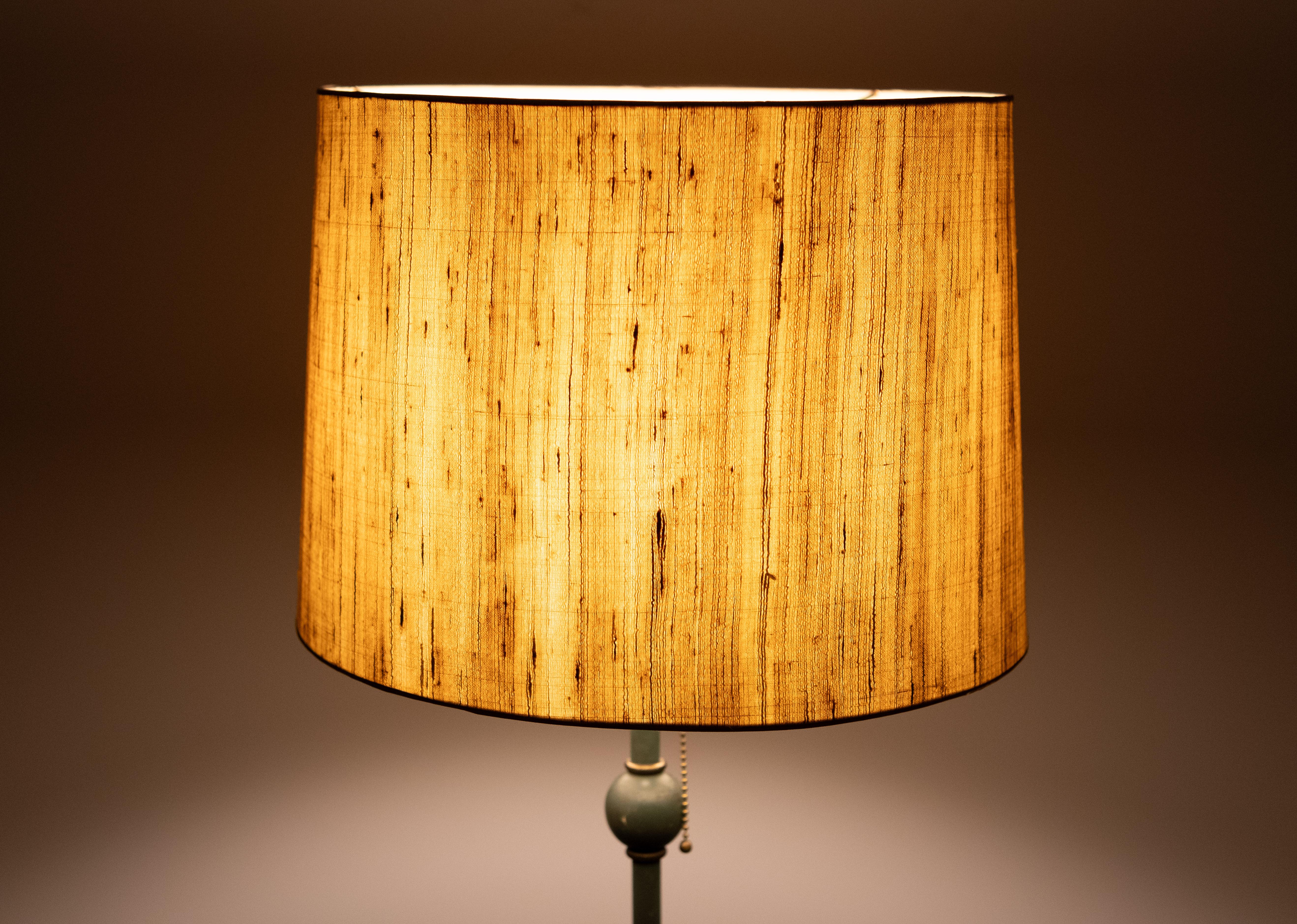Mid-20th Century Classic Green color  wooden floor lamp  1950s France For Sale