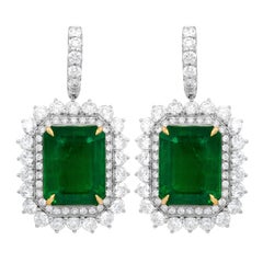 Diana M. Green Emerald Diamond Earrings in 18kt White Gold