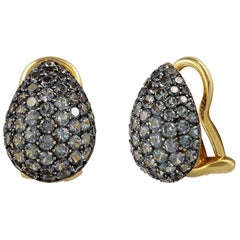 Classic Green Garnet Yellow 18 Karat Gold Earrings