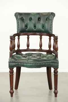 Classic green marbled cow leather Chesterfield office chair / side chair