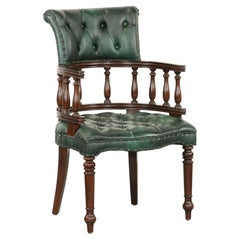 Classic green marbled cow leather Chesterfield office chair / side chair