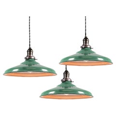 Classic Green Over White Porcelain Shallow Profile Barn Light