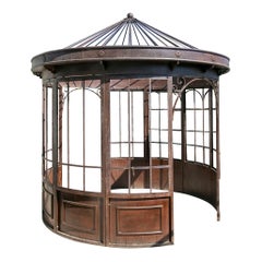 Classic Greenhouse Style Circular Garden Pavilion in Iron and Glass