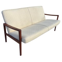 Classic Grete Jalk Three Seat Sofa, Teak / Fabric made in Denmark