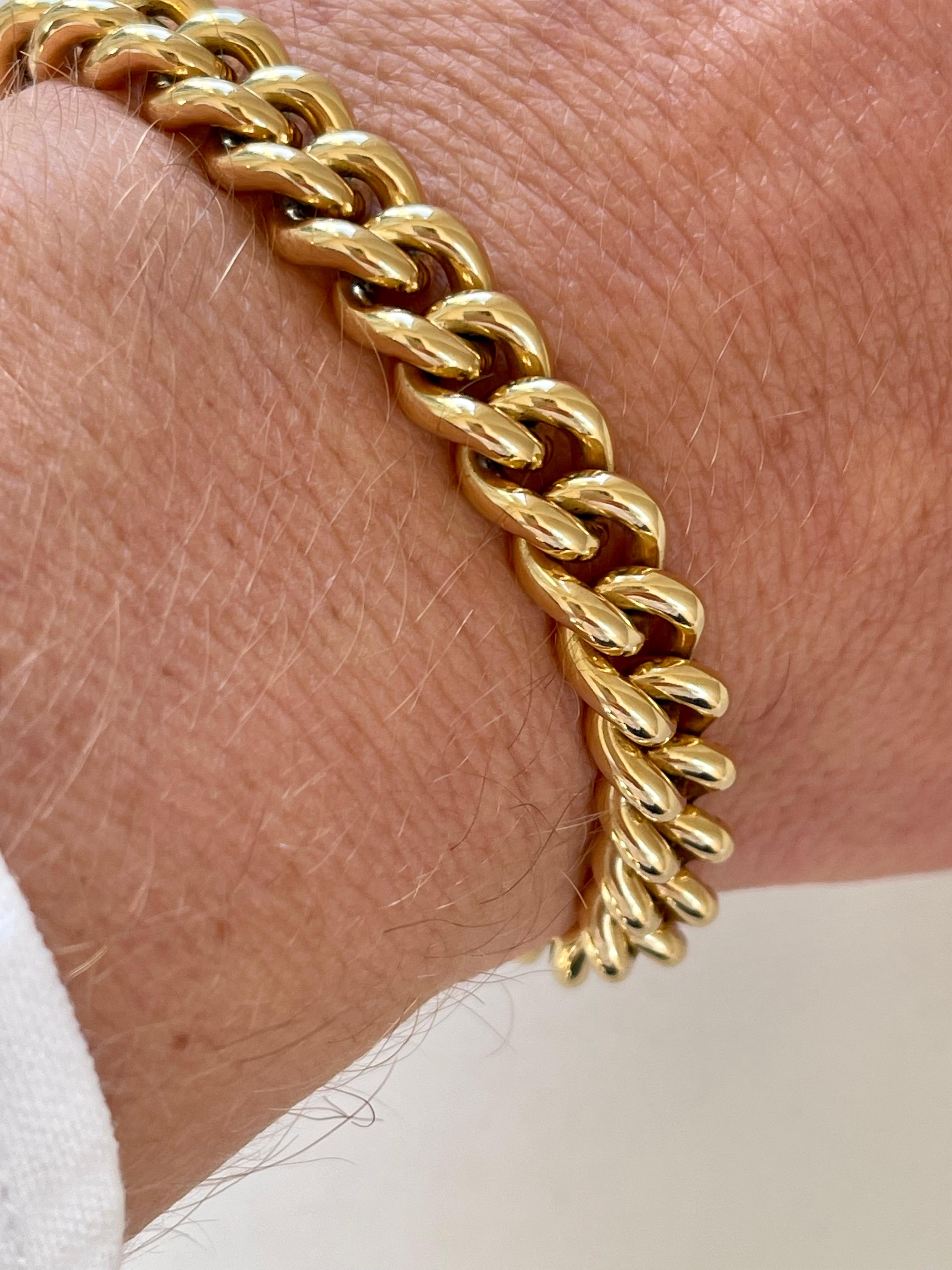 Women's or Men's Classic Groumette 18 K Yellow Gold Bracelet by Kurz Switzerland For Sale