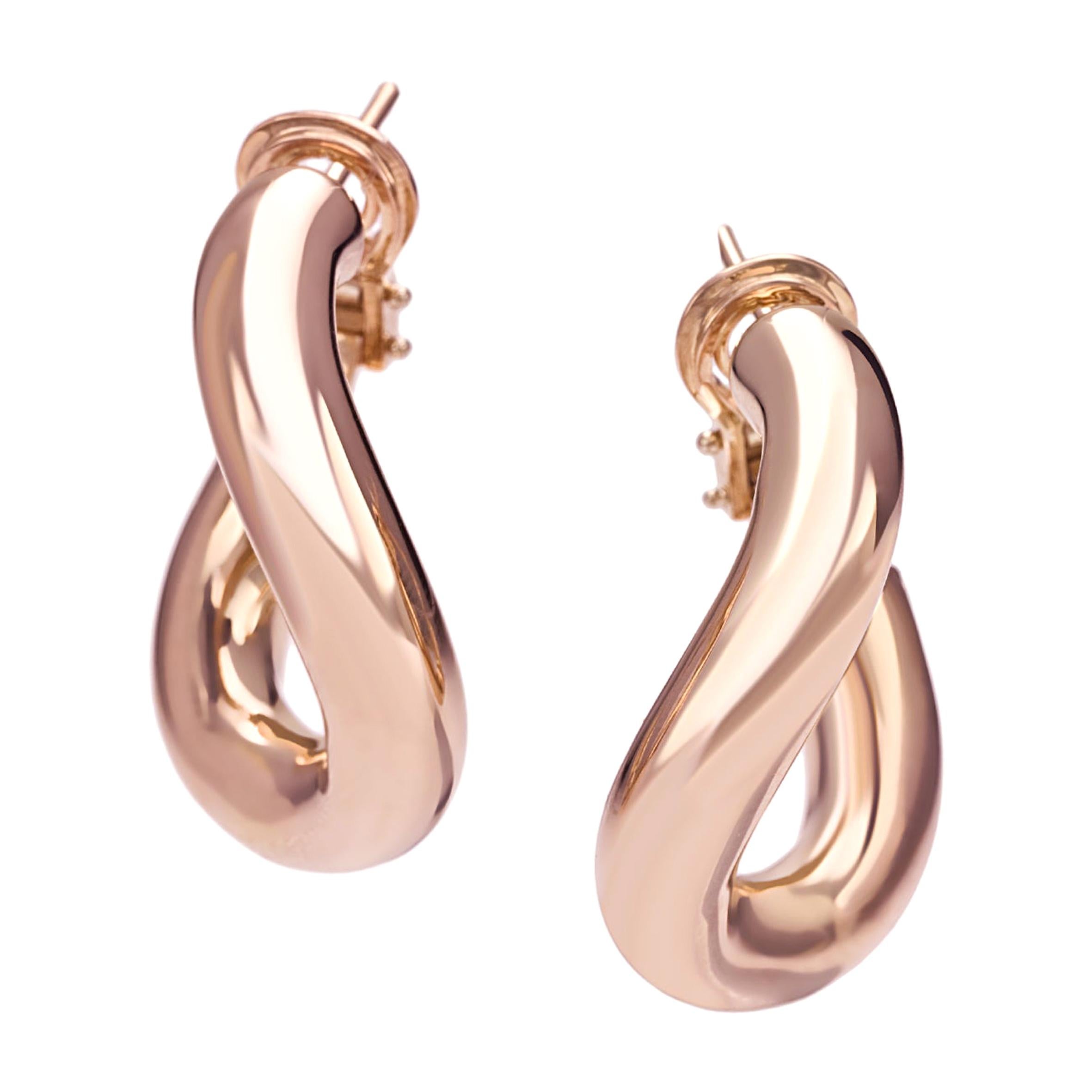 Classic Groumette Pair of Earring 18 Karat Rose Gold For Sale