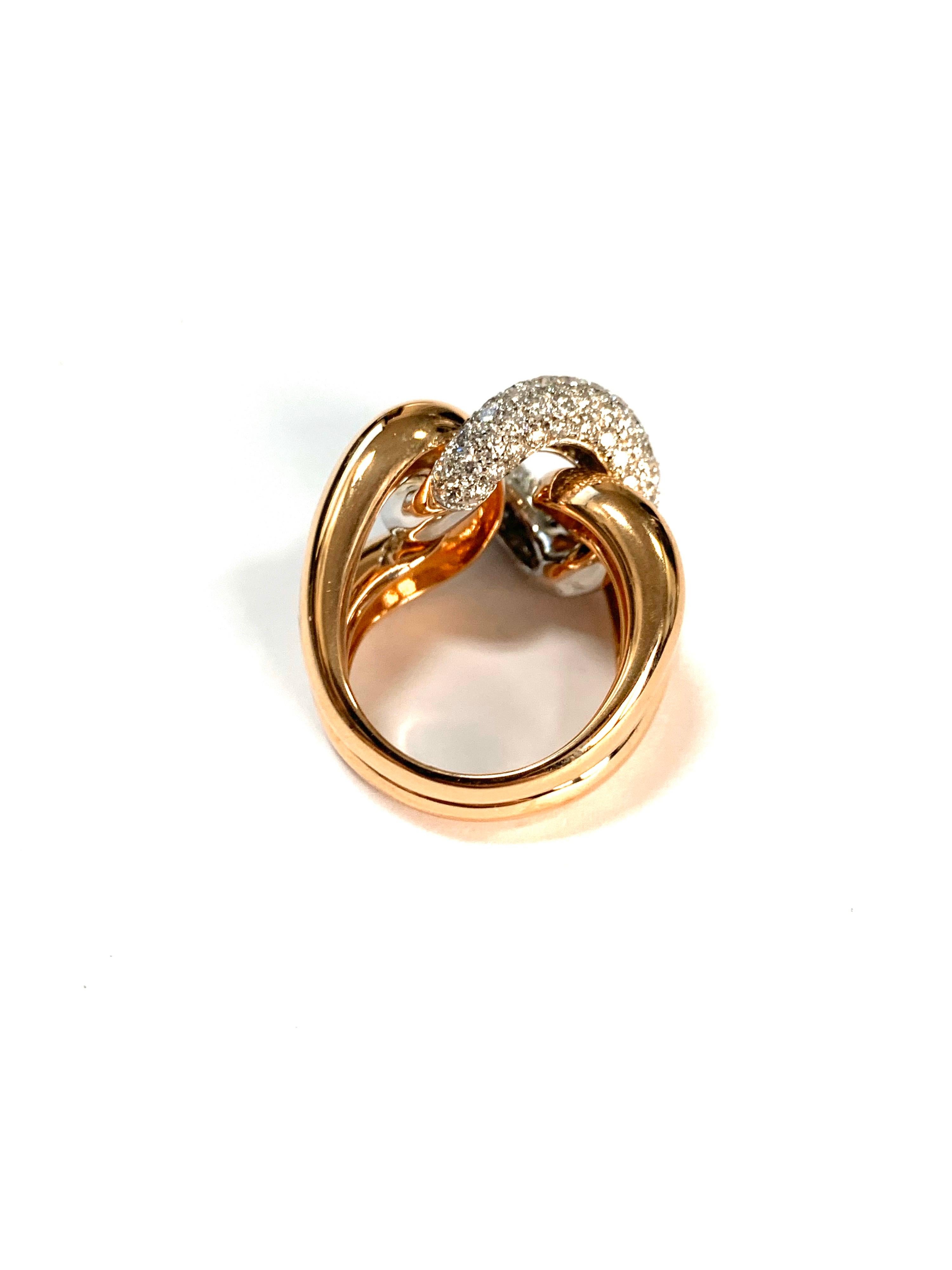 Women's Classic Groumette Ring 18 Karat Rose Gold and Diamonds For Sale