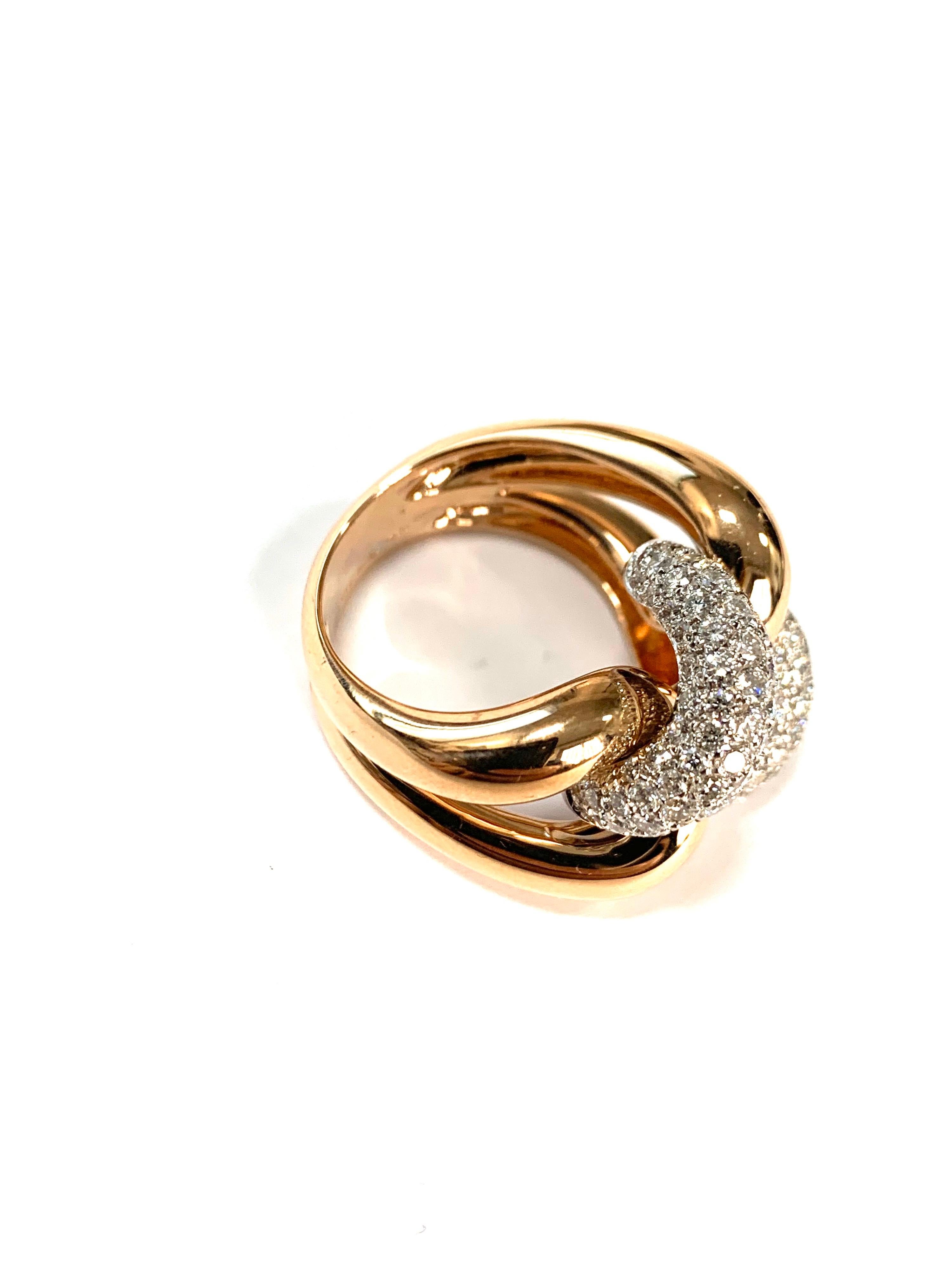 Classic Groumette Ring 18 Karat Rose Gold and Diamonds For Sale 1
