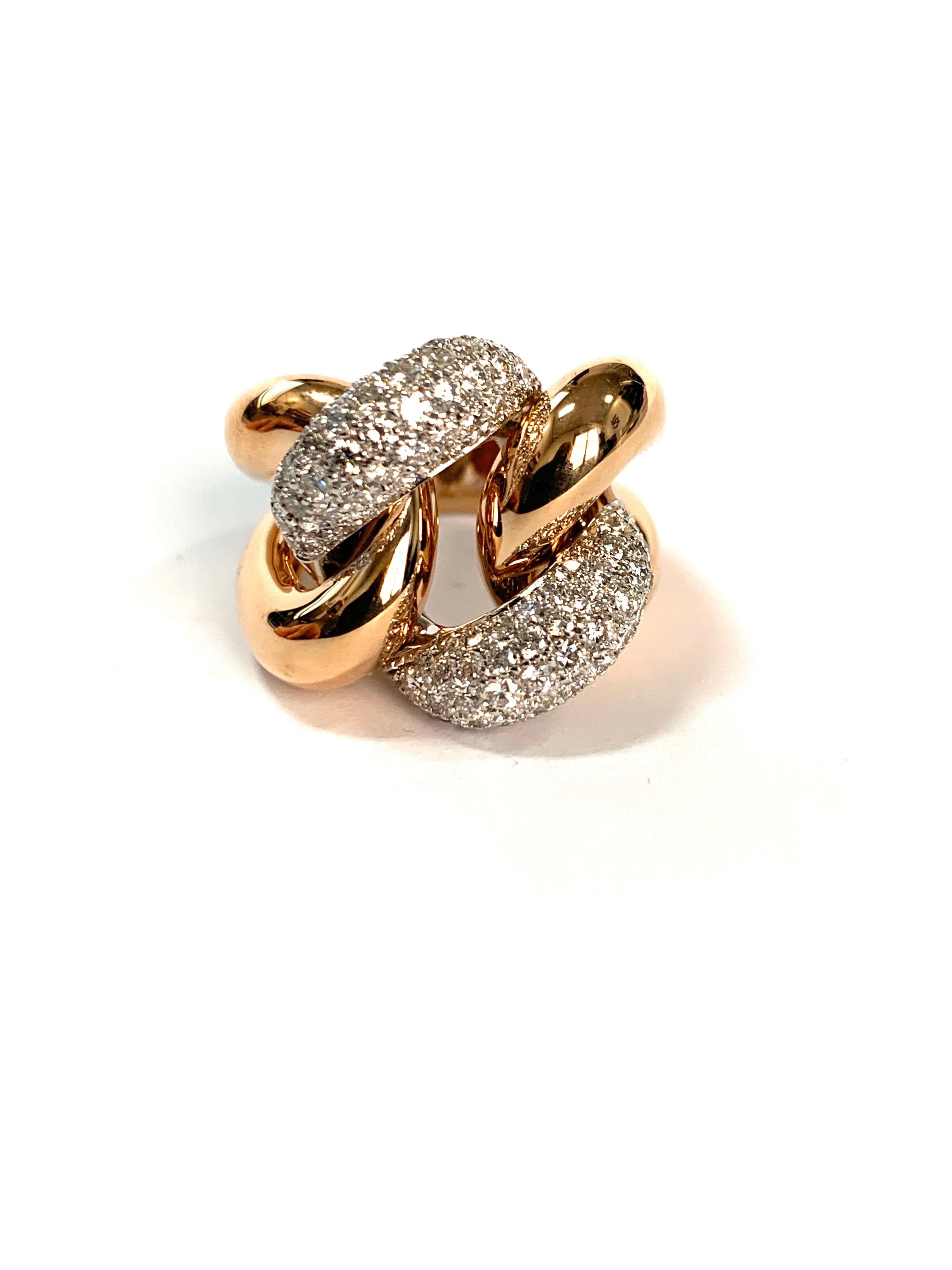 Classic Groumette Ring 18 Karat Rose Gold and Diamonds For Sale 3