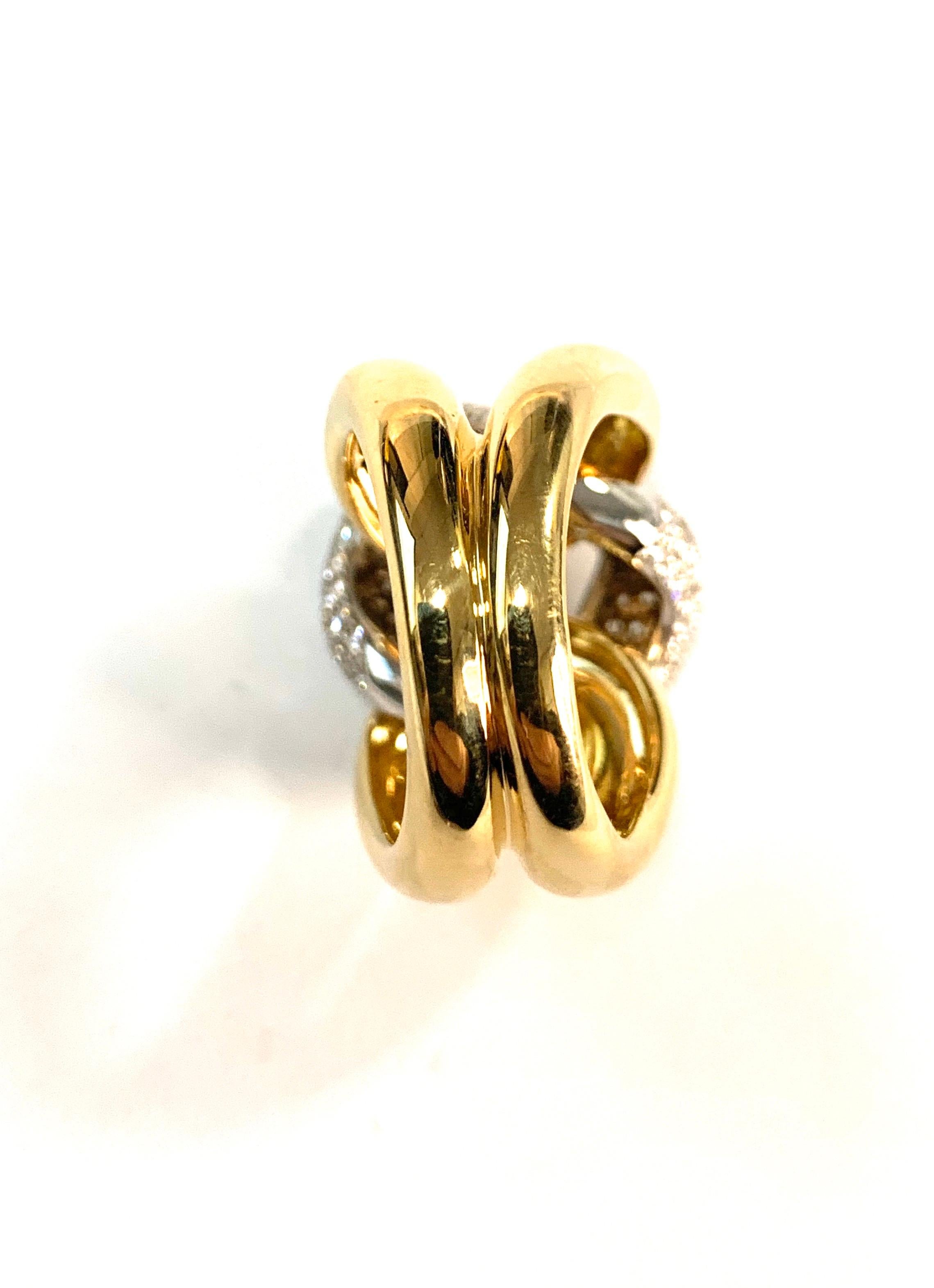 Classic Groumette Ring 18 kt  Yellow Gold and Diamonds In New Condition For Sale In Milano, Lombardia
