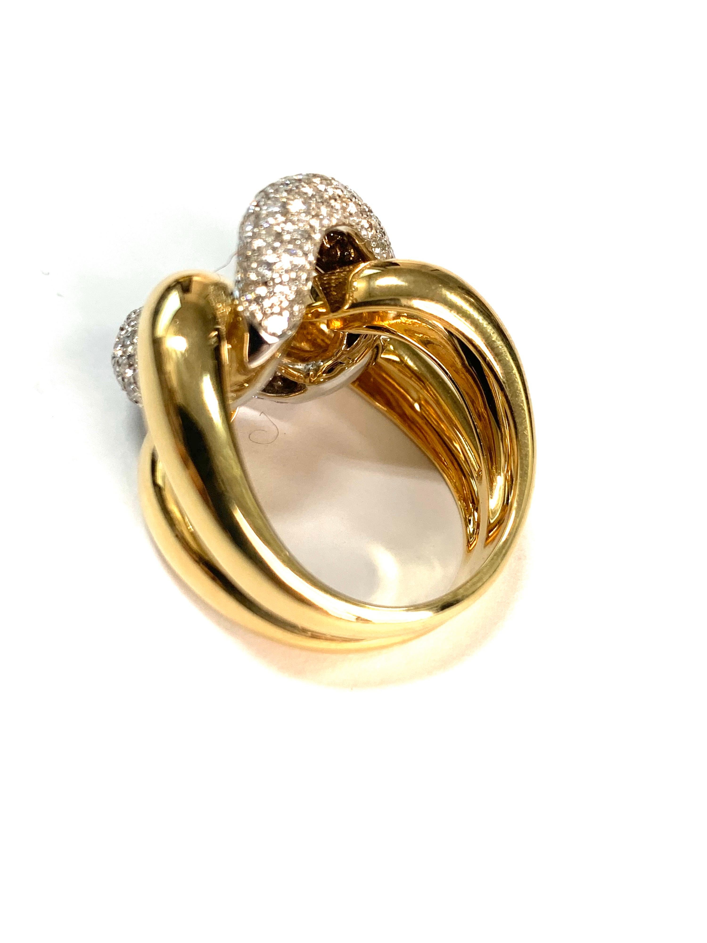 Women's Classic Groumette Ring 18 kt  Yellow Gold and Diamonds For Sale