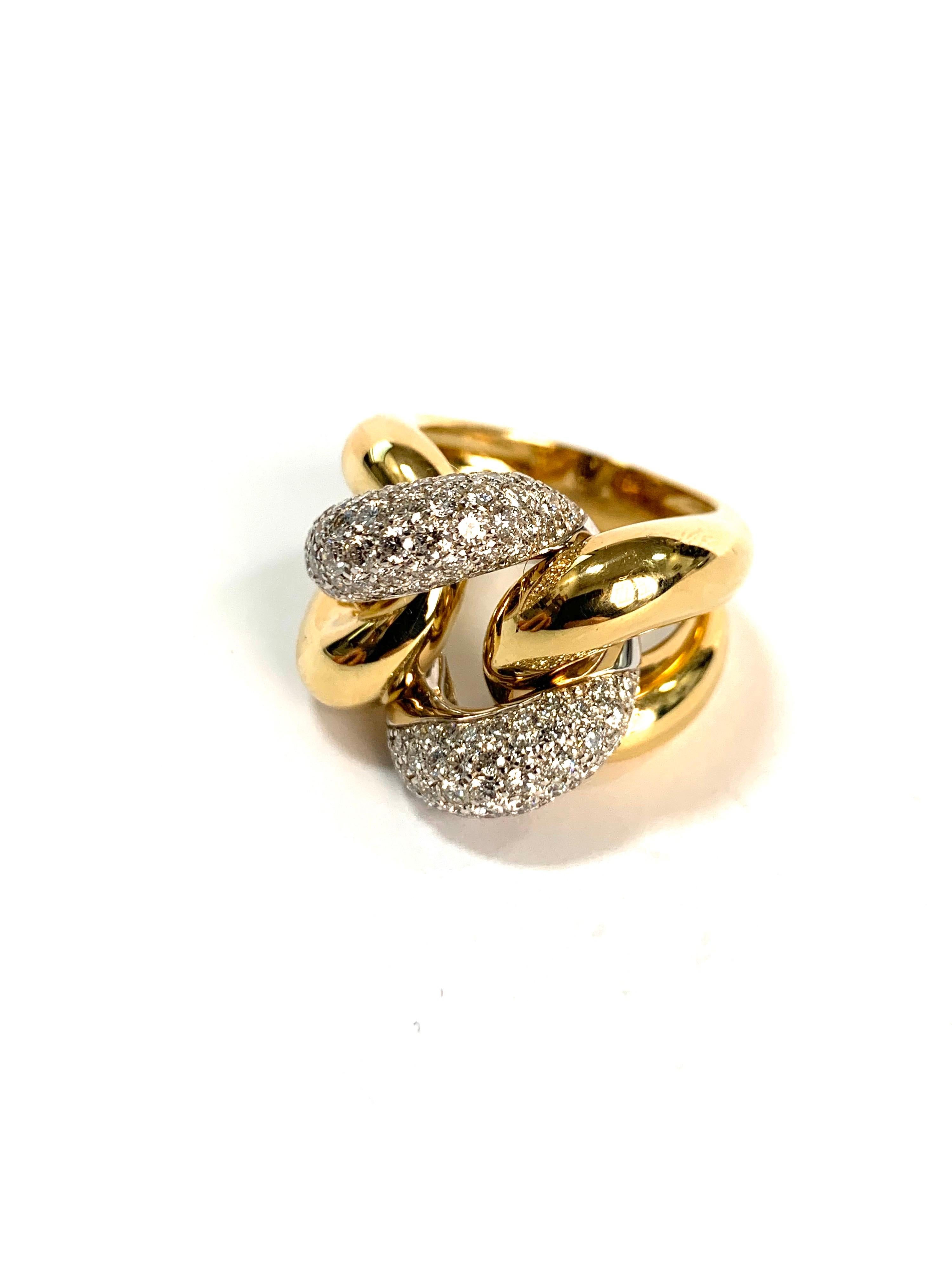 Classic Groumette Ring 18 kt  Yellow Gold and Diamonds For Sale 4