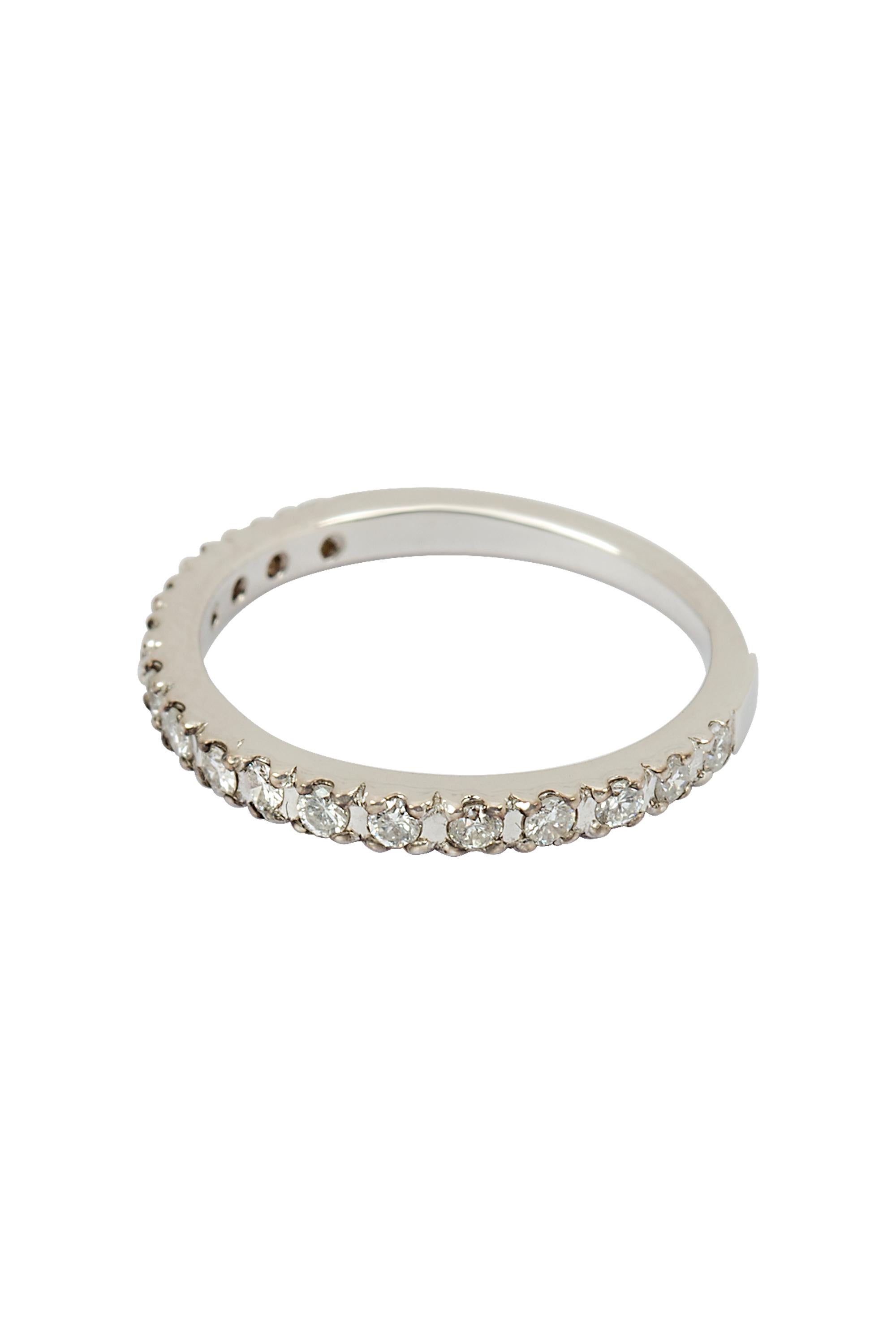 Contemporary Classic Half Eternity Ring 14k White Gold For Sale