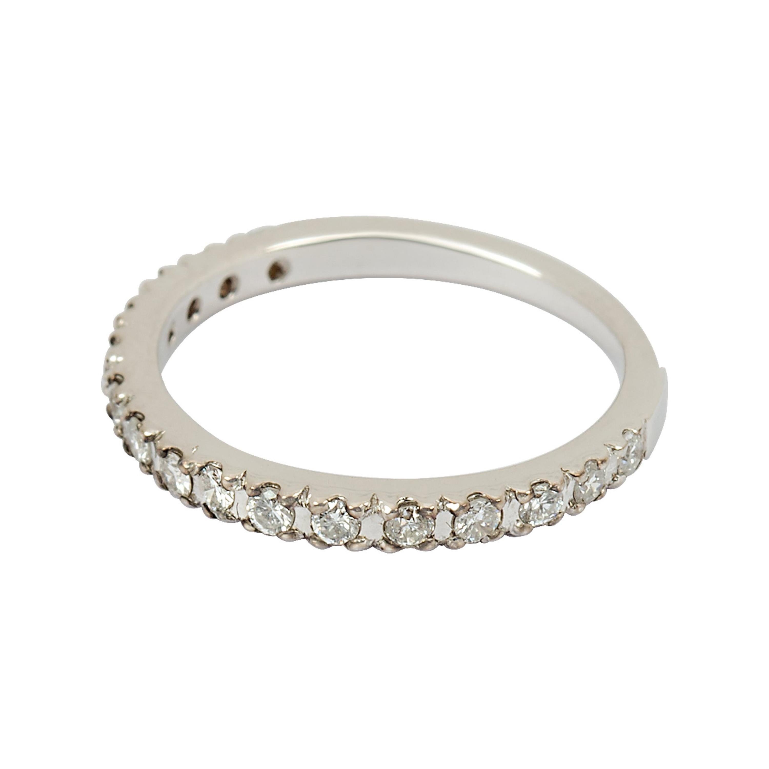 Classic Half Eternity Ring 14k White Gold For Sale