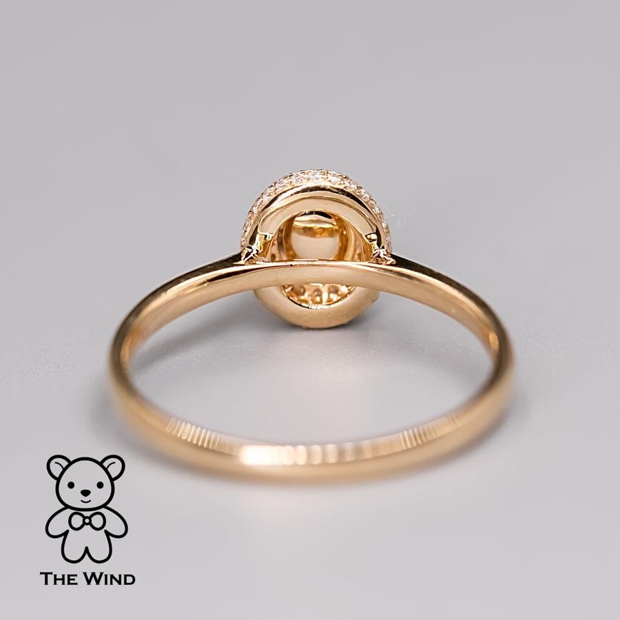 Women's Classic Halo Design Australian Black Opal Diamond Engagement Ring 18K  For Sale
