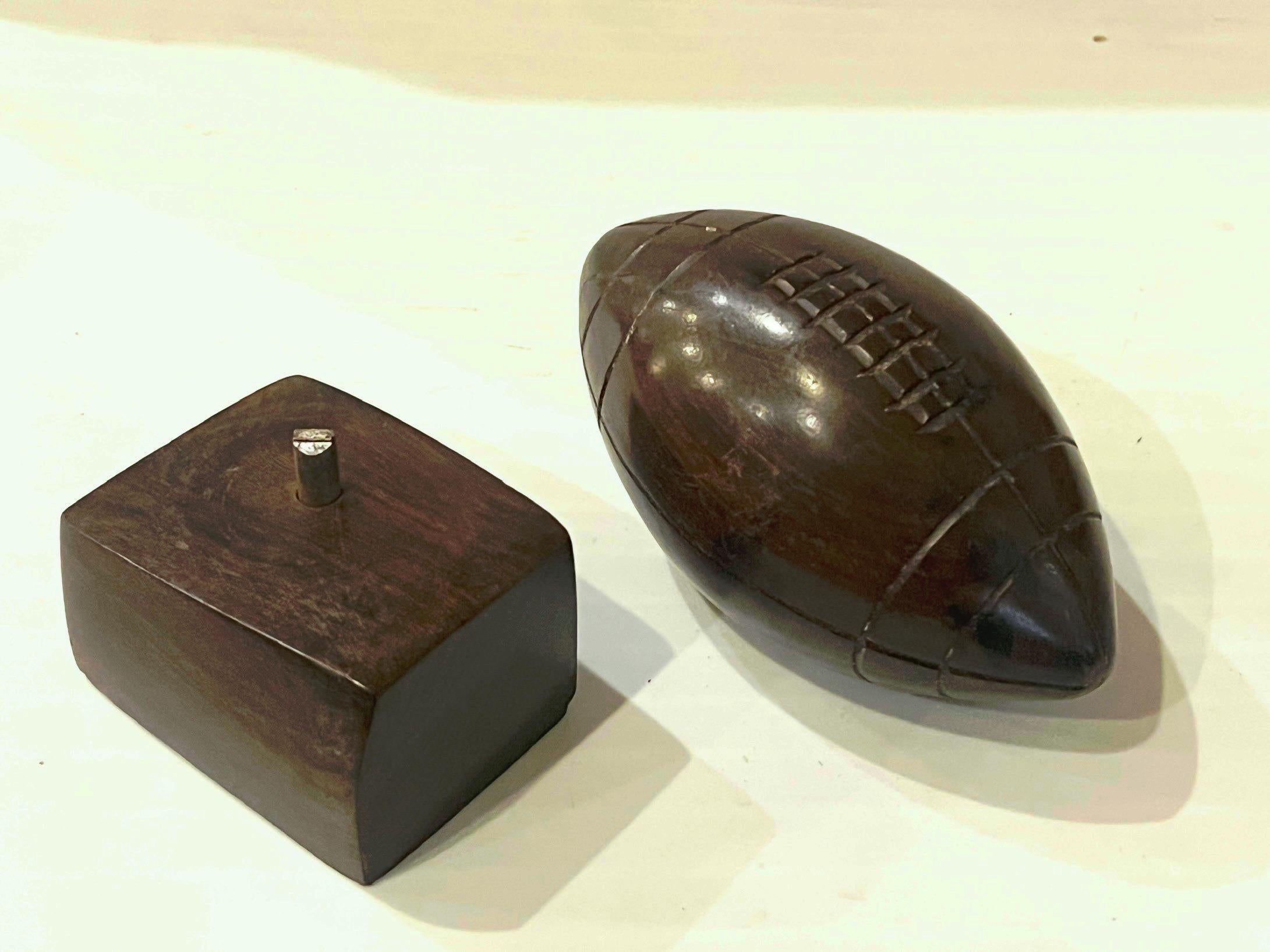 Classic Hand Carved Solid Ironwood American Football Sculpture In Excellent Condition For Sale In San Diego, CA
