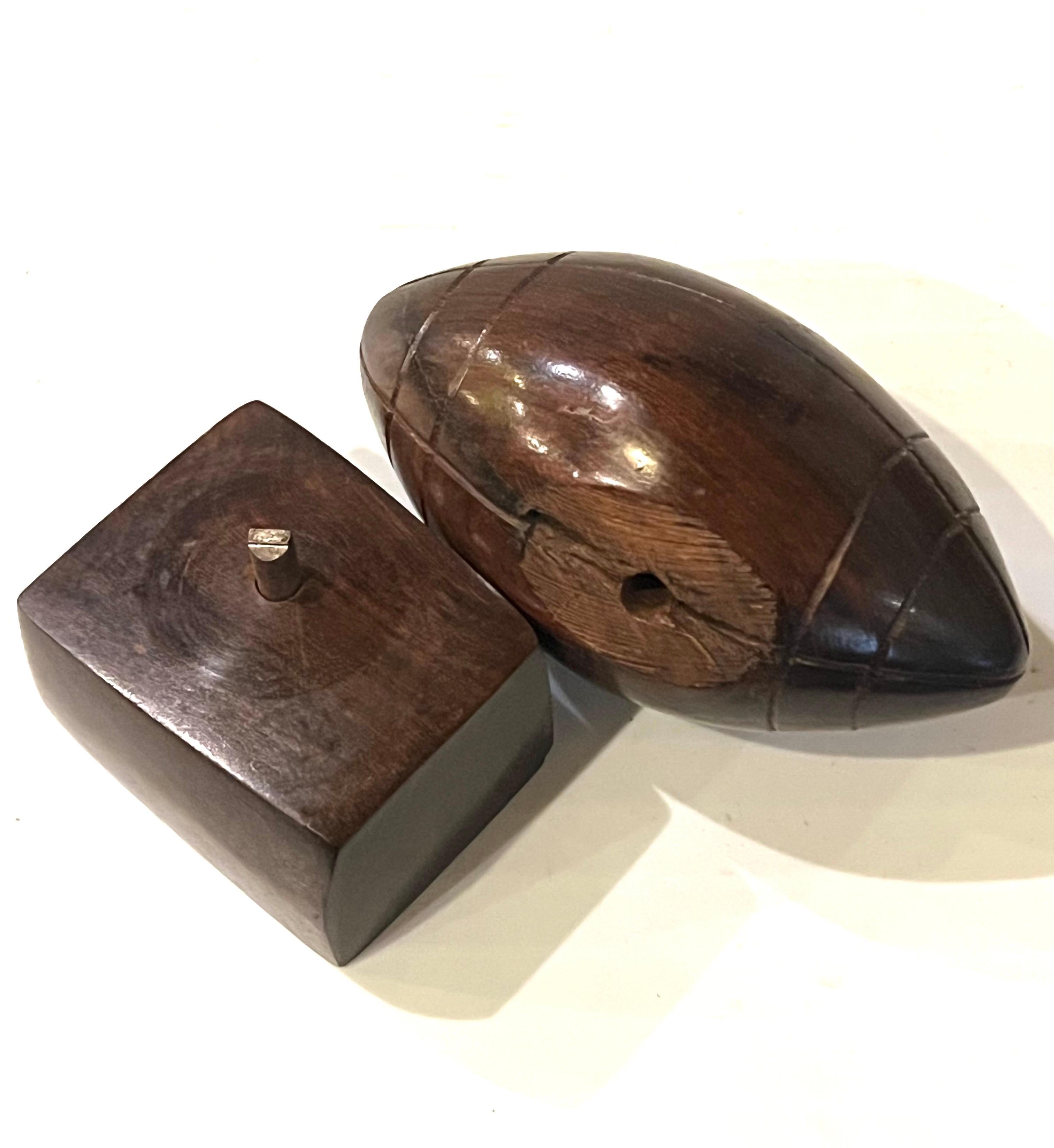 Wood Classic Hand Carved Solid Ironwood American Football Sculpture For Sale