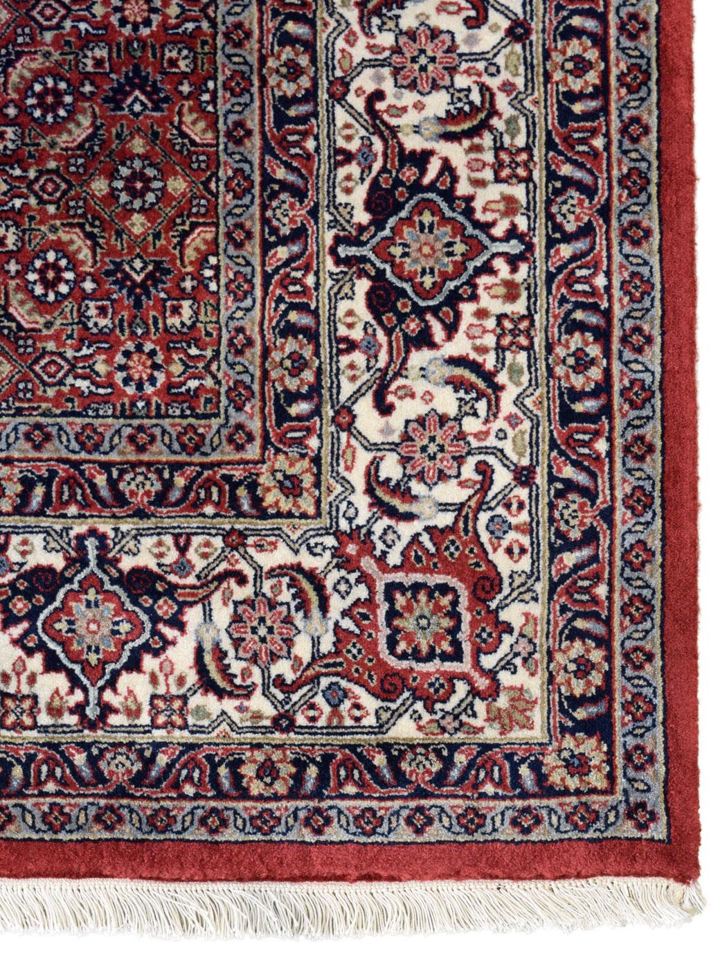 Tribal Classic Hand-Knotted Bidjar Carpet in Red, Indigo, and Cream Wool, 5' x 7' For Sale