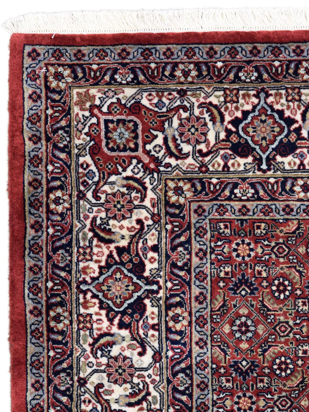Classic Hand-Knotted Bidjar Carpet in Red, Indigo, and Cream Wool, 5' x 7' In New Condition For Sale In New York, NY