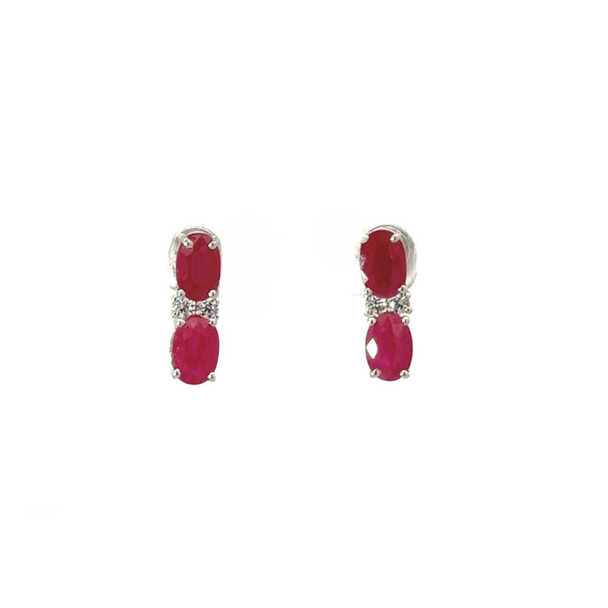 Classic Handcrafted Ruby and Zircon Stud Earrings in Silver Luxury Jewelry Gift For Sale 2
