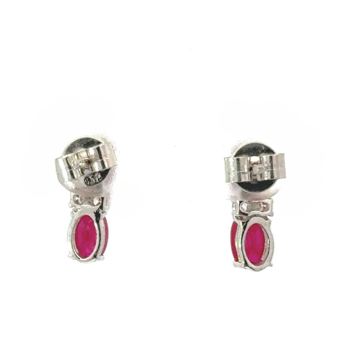 Classic Handcrafted Ruby and Zircon Stud Earrings in Silver Luxury Jewelry Gift For Sale 3