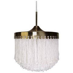 Classic Hans-Agne Jakobsson Midcentury Brass and Silk Fringed Pendant, 1960s