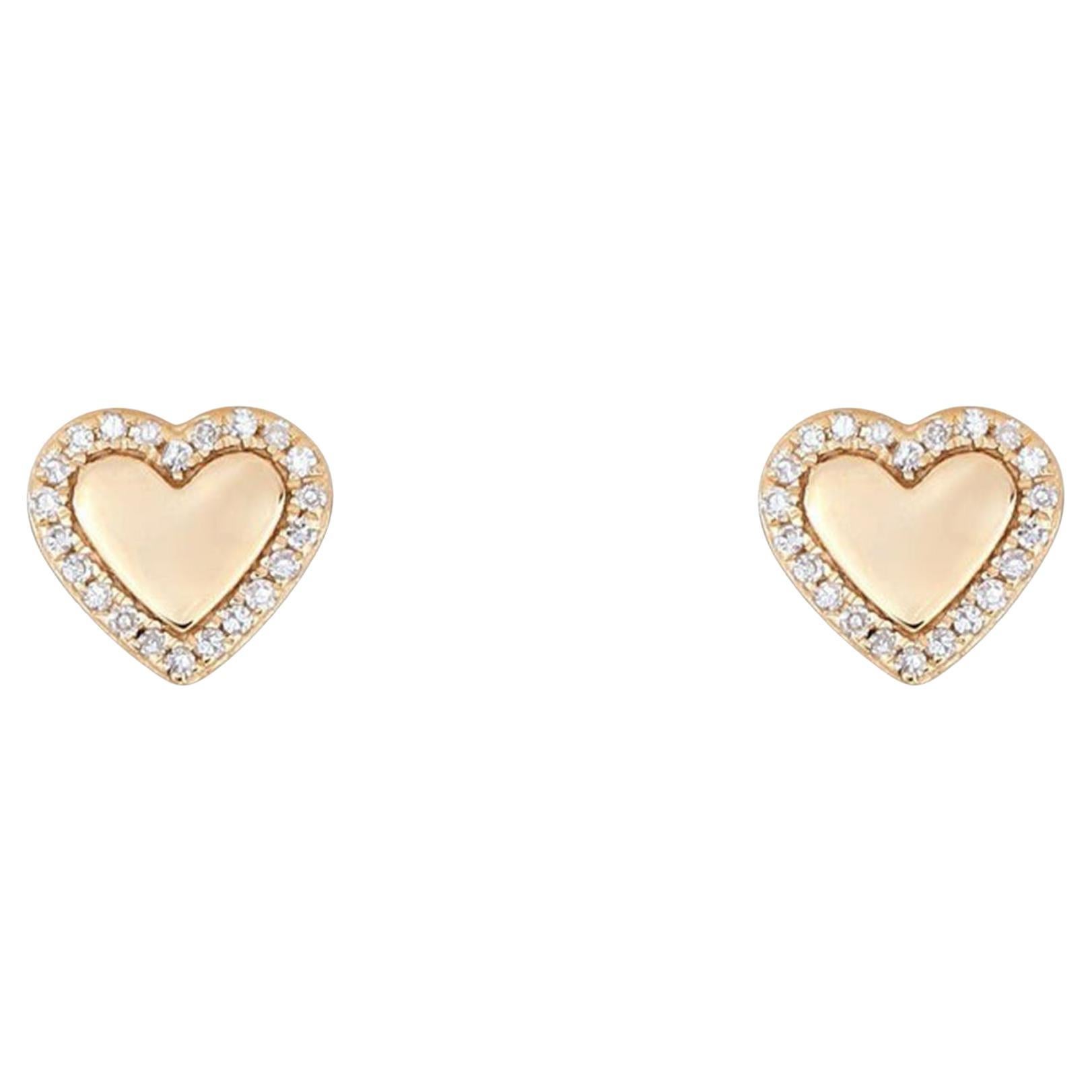 0.09ct Diamond Heart 14K Yellow Gold Stud Earrings