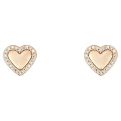 0.09ct Diamond Heart 14K Yellow Gold Stud Earrings