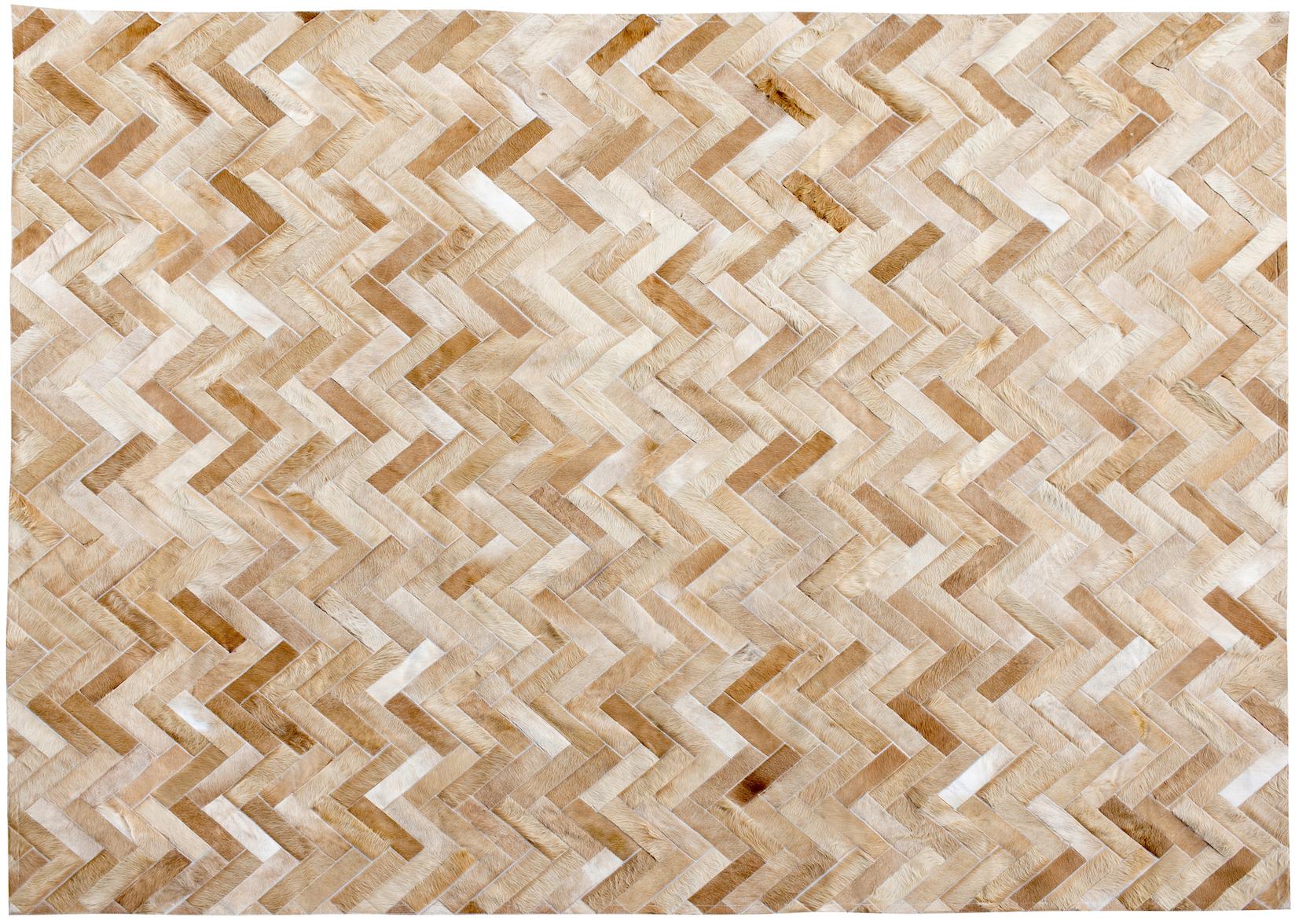 Art Deco Classic Herringbone Caramel Espina Customizable Cowhide Area Floor Rug X-Large For Sale