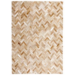 Classic Herringbone Caramel Espina Customizable Large Cowhide Area Floor Rug